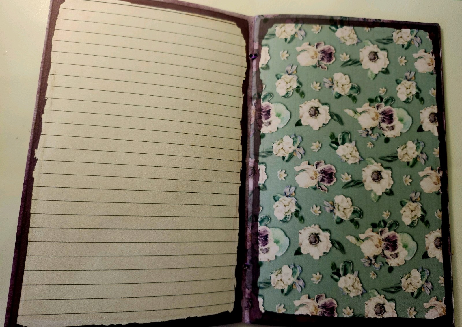 Junk Journal Blank Booklet “MOON GARDEN” Handmade Lg 8.5″x5.5″ 40pgs Lunar Phase