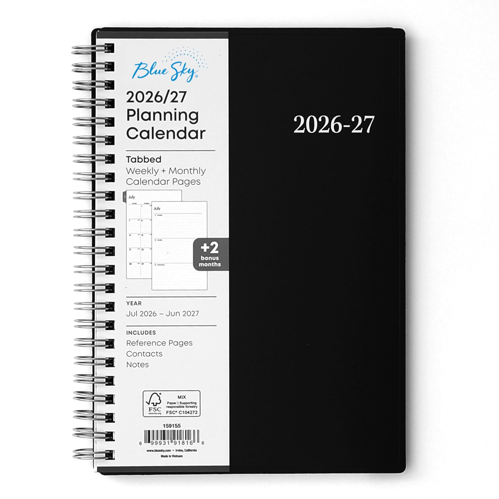 Academic Planner 2026 2027 Weekly Monthly 5×8 Flexible Cover Wirebound Tabs
