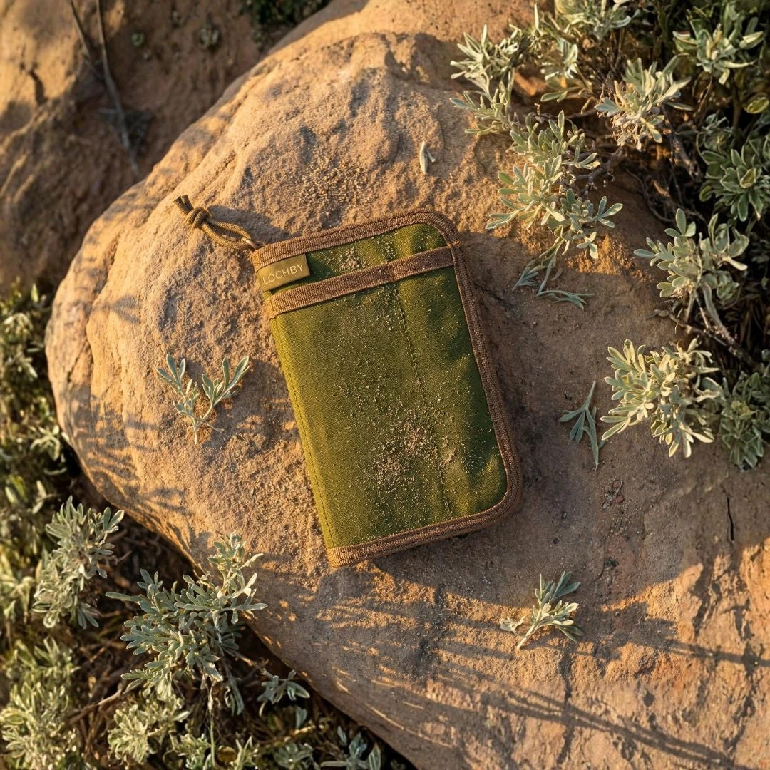 LOCHBY Pocket Journal Olive Green |Notebook Cover | Water Resistant Waxed Canvas