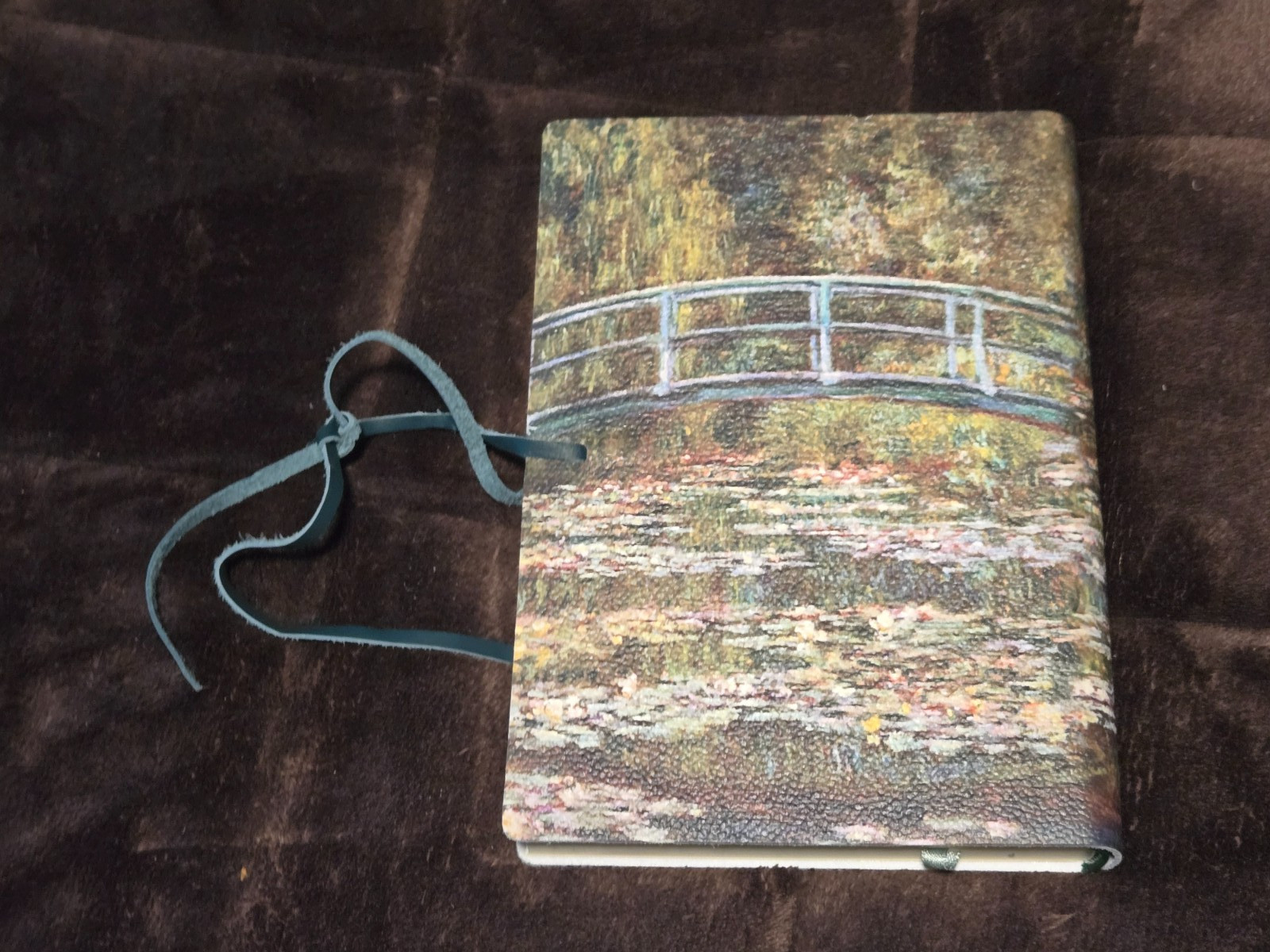 Italian Leather “Monet’s Bridge Over Lily Pond” Printed Leather Lined Journal