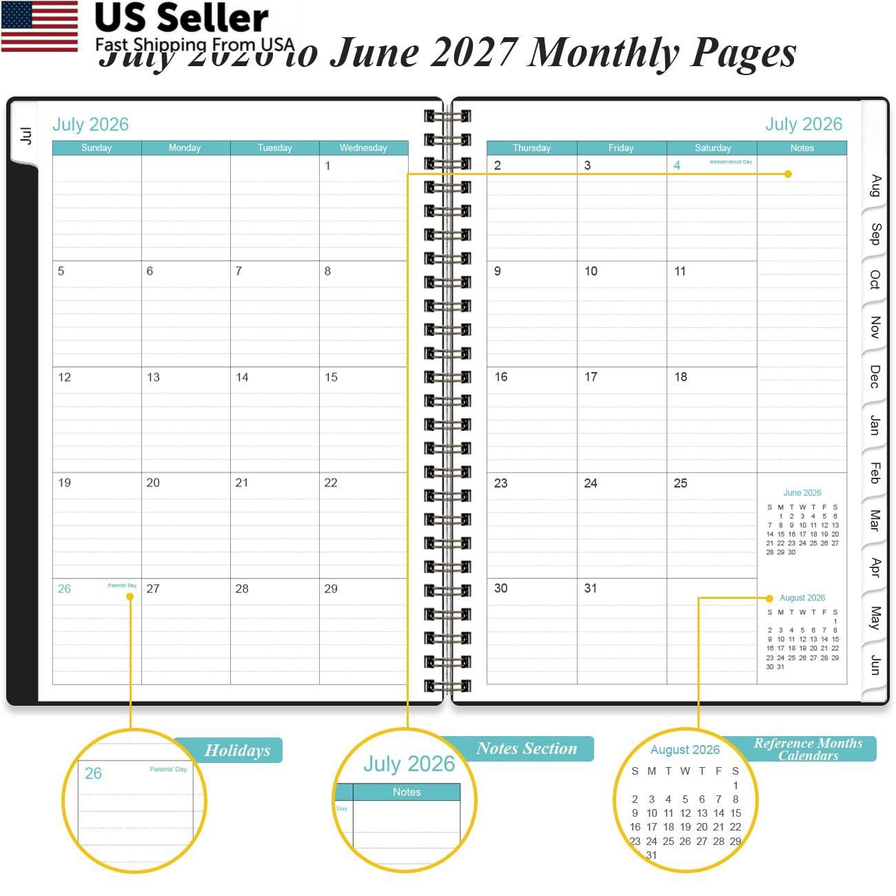 2026-2027 Appointment Book & Planner – Daily 6.4″ x 8.5″, Black-B