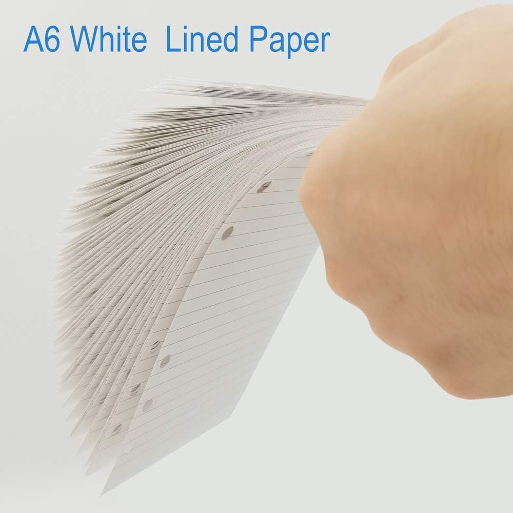 200 Sheets A6 Lined Paper for Filofax Personal Binder Planner, White 100Gsm Rule