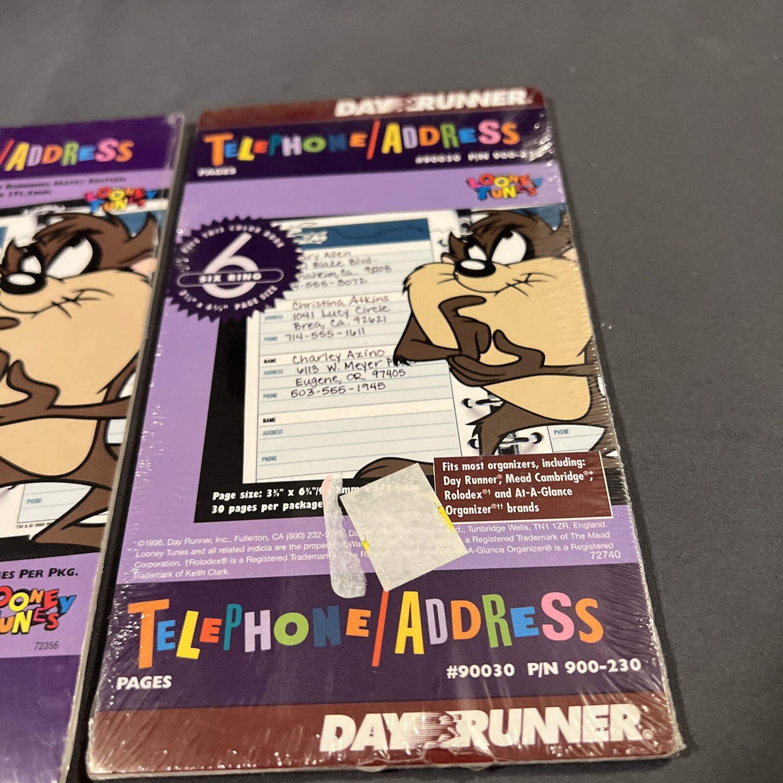 Vintage (1996) Day Runner Looney Too Ns Telephone/address Inserts For Planner