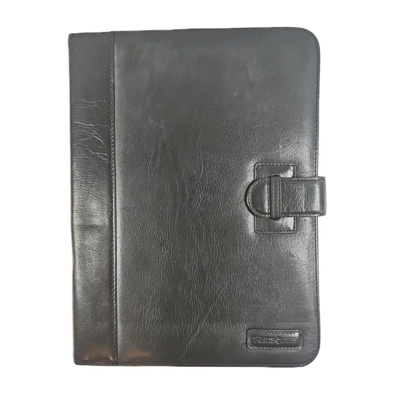 Samsonite Notepad Holder Black Faux Leather 10″x13″ Strap Closure Card Holder