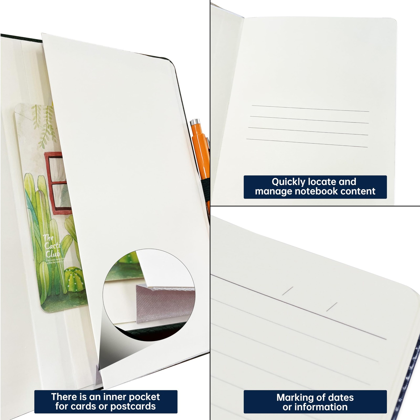 Qefuna Notebook Journal for Women Men,256 Pages A5 Hardcover 256 Pages, Blue