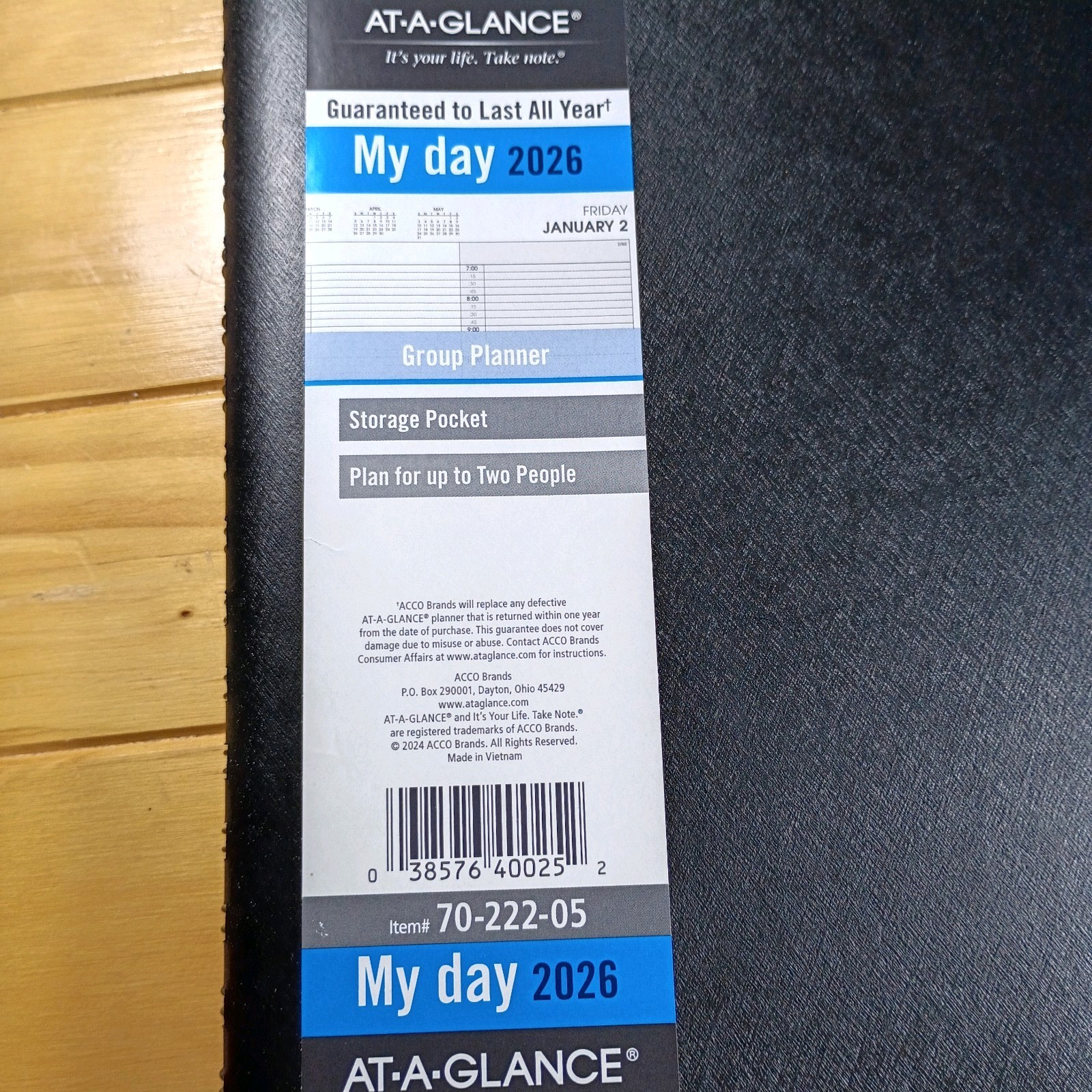 AT-A-GLANCE My Day 2026 Group Planner. #70-222-05 New.