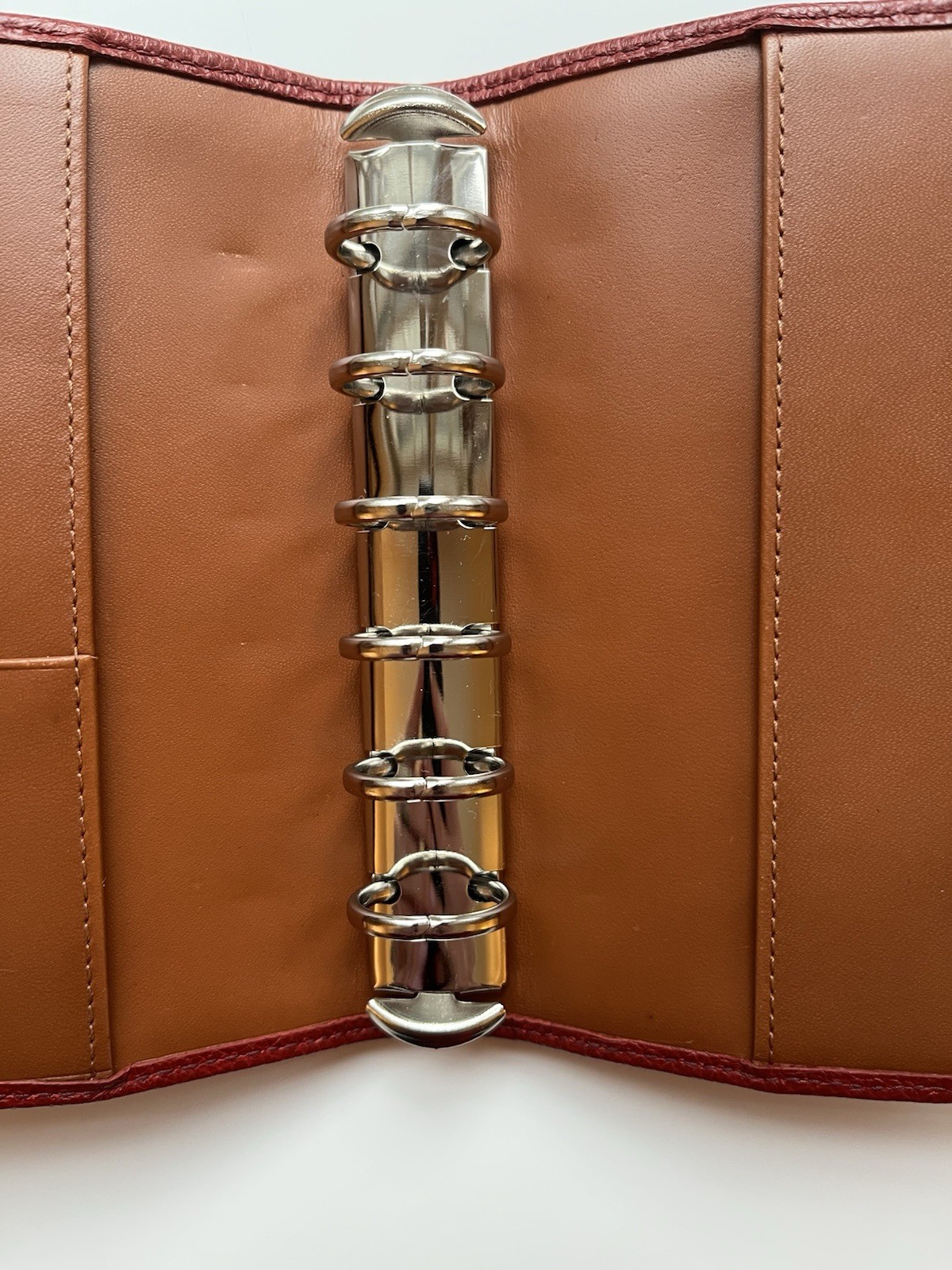 Vtg Y2K Coach Agenda Organizer 2 Toned Leather Red/ Caramel Mini6/ Pocket Size