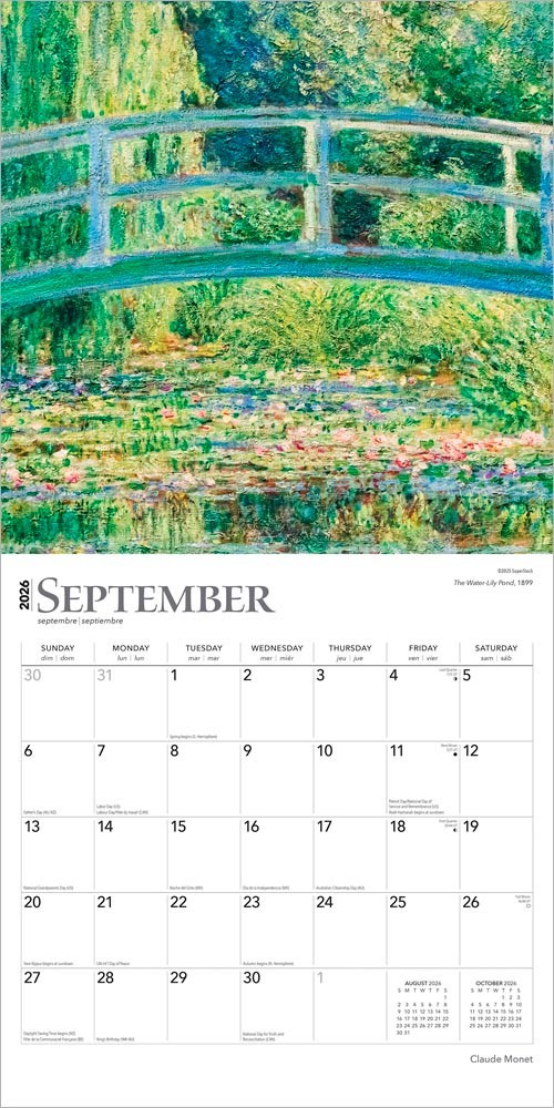 Claude Monet | 2026 12×24″ (Hanging) Monthly Square Wall Calendar | Plastic-Free