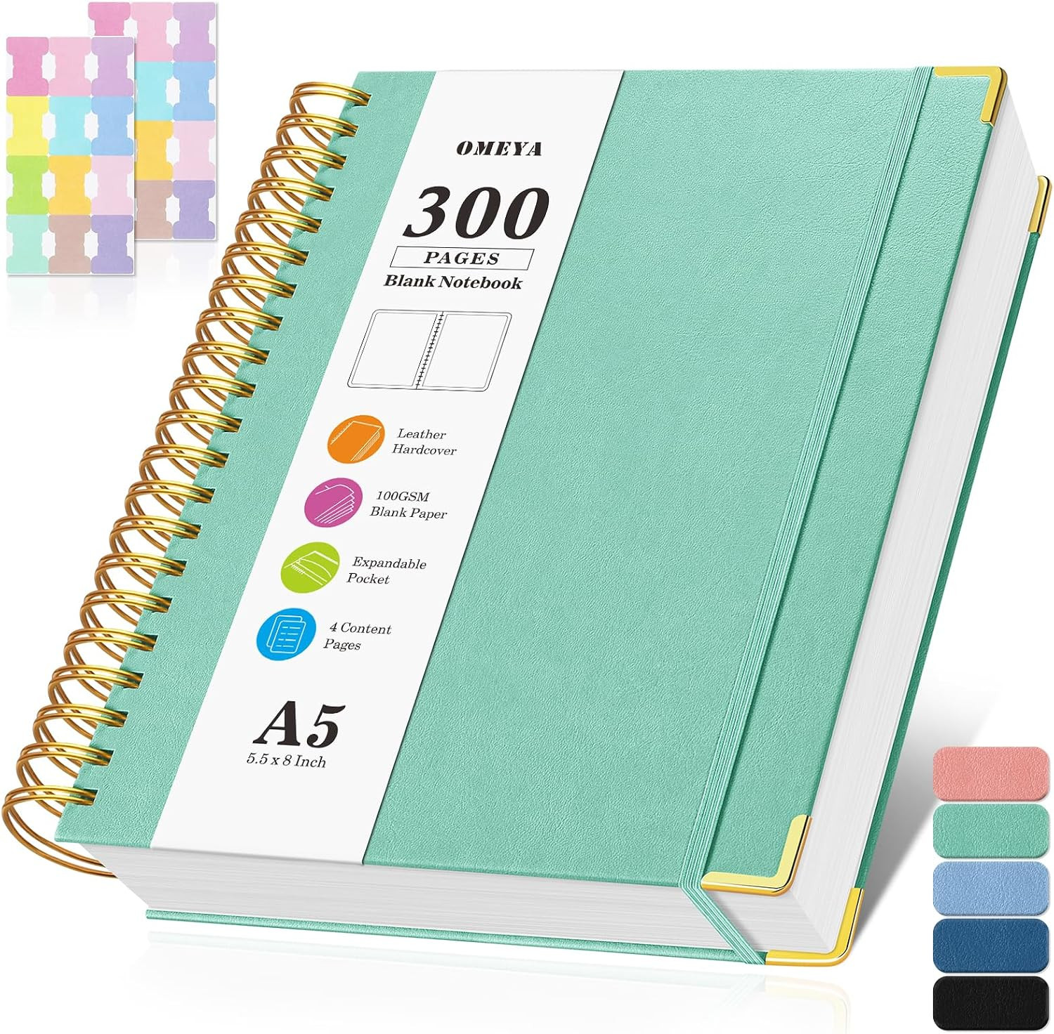 Blank Spiral Notebook: Leather Sketch Book, 300 Pages Hardcover Unlined Notebook