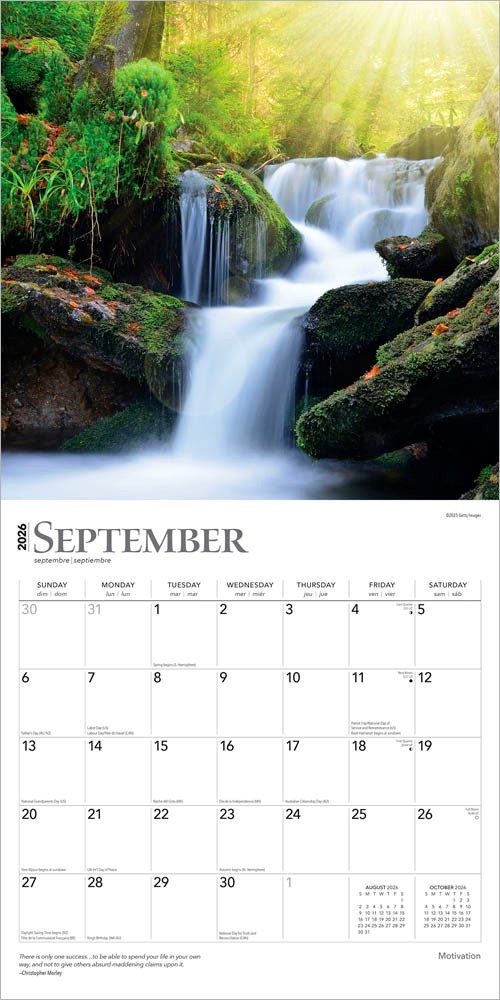 Motivation | 2026 12×24″ (Hanging) Monthly Square Wall Calendar | Plastic-Free
