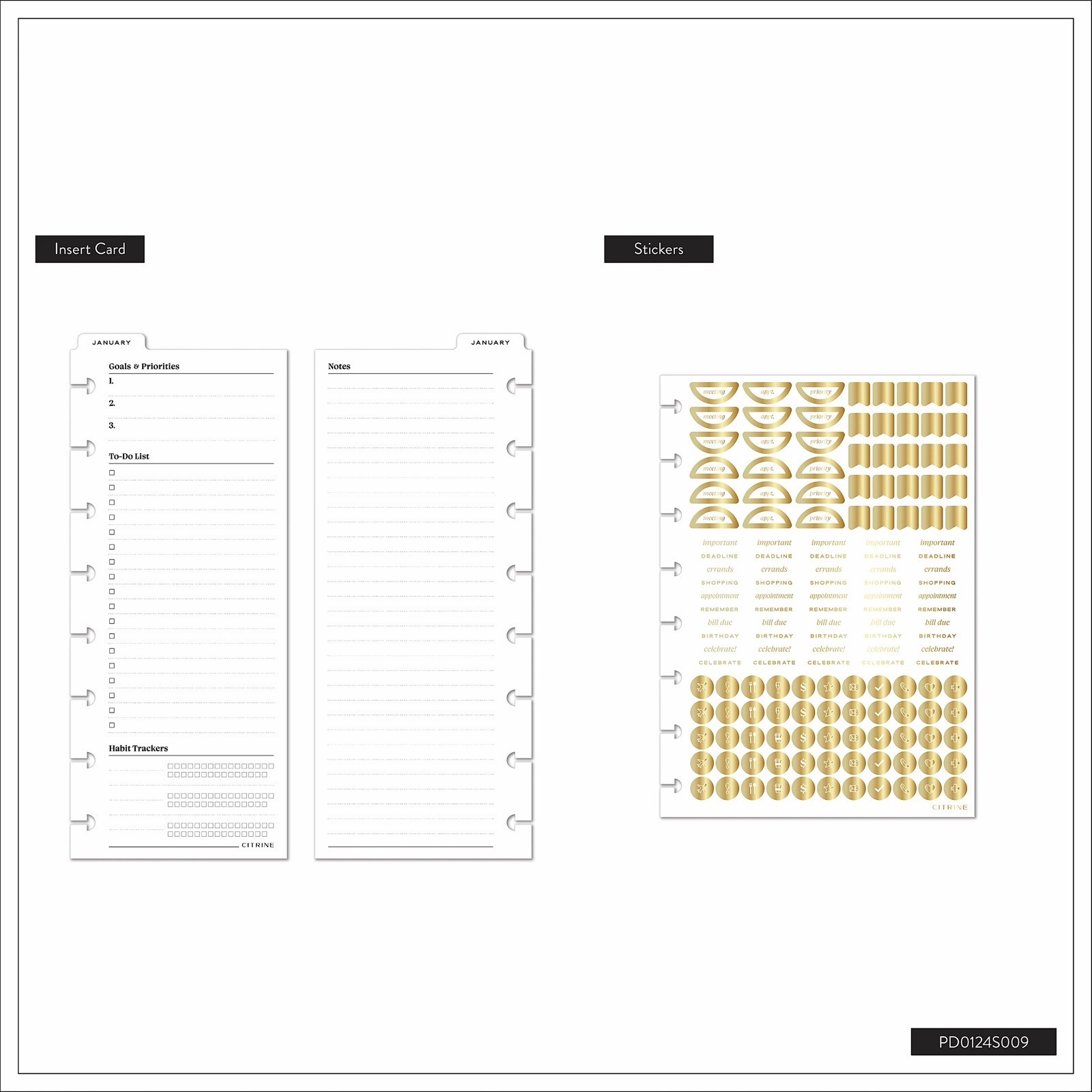 Blue Sky Citrine 2026 Calendar Planner Weekly New Year Faux Black Suede Ribbon