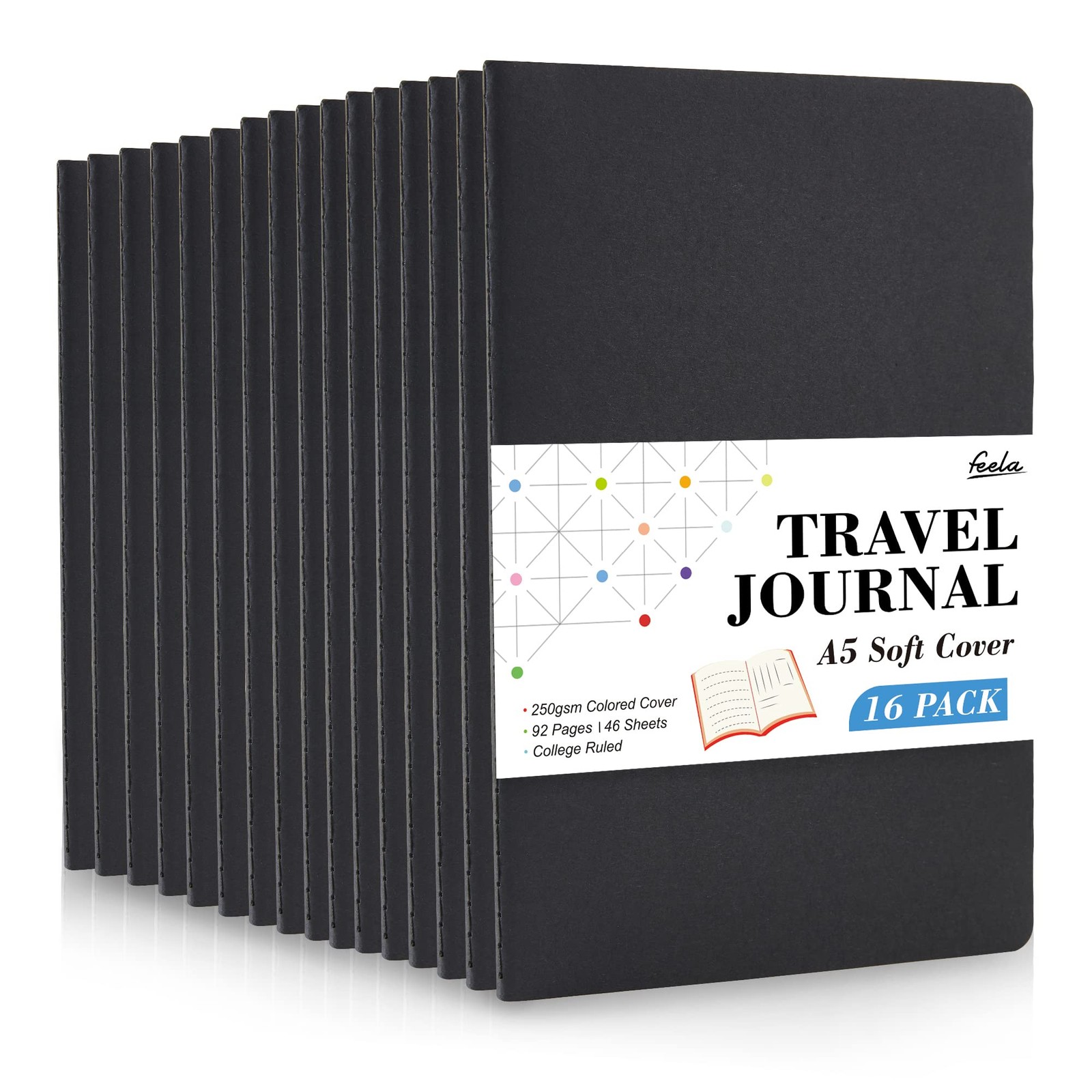 16 Pack Soft Cover Journal Bulk, Lined Notebooks College Ruled for Work for W…