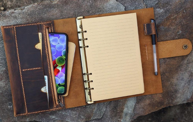 loose leaf Writing notes Notebook sketchbook Diary Notepad leather brown Q287