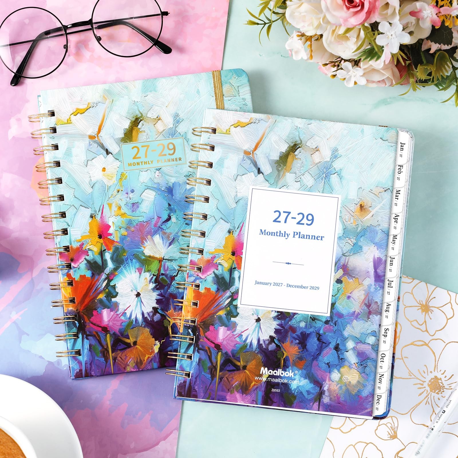 2027-2029 Monthly Planner/Calendar – 3 Year 6.3″ x 8.4″, oil painting