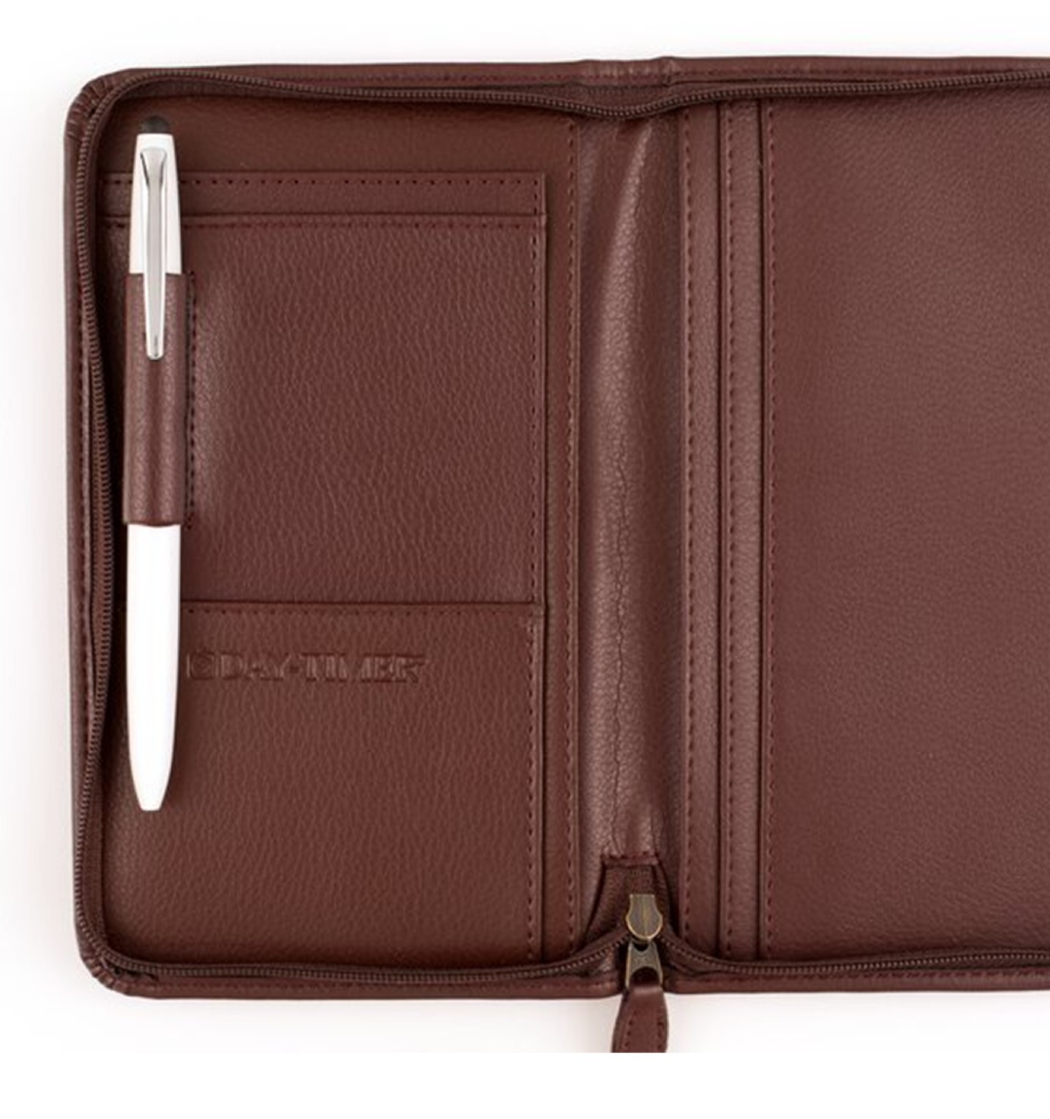 Day-Timer Armorhide Leather Zippered Planner Cover, Burgundy, 3.5″x6.5″