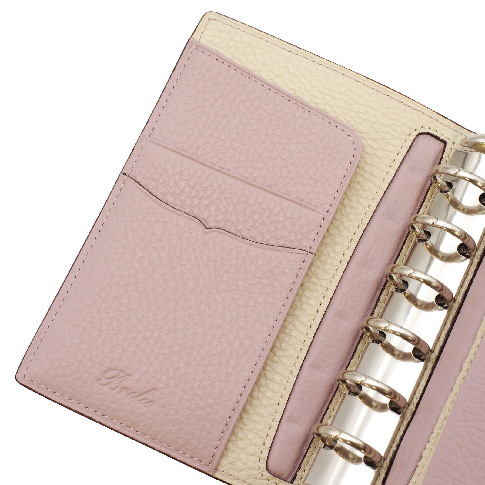 Breilio System Notebook Morbido Vertical Belt Mini 6 Ring Diameter 20 mm Cipria