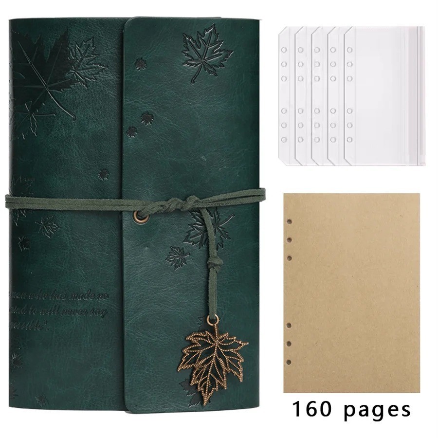 Vintage Spiral Ring Journal Leather Cover Kraft Paper Travel Diary Gift