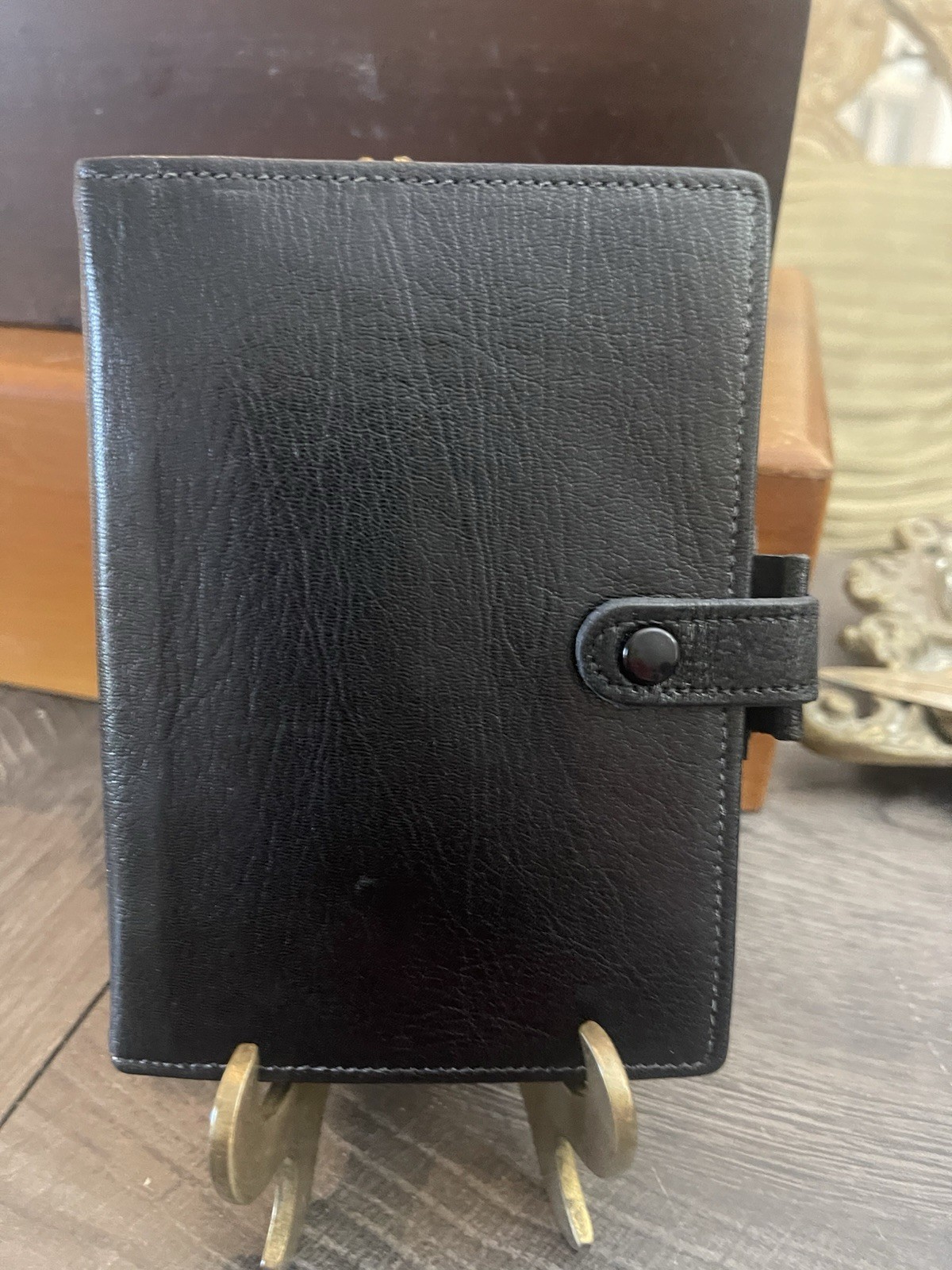 Filofax 1996 Pocket 4-Ring Snap Strap Closure Real Kid Leather Made In England