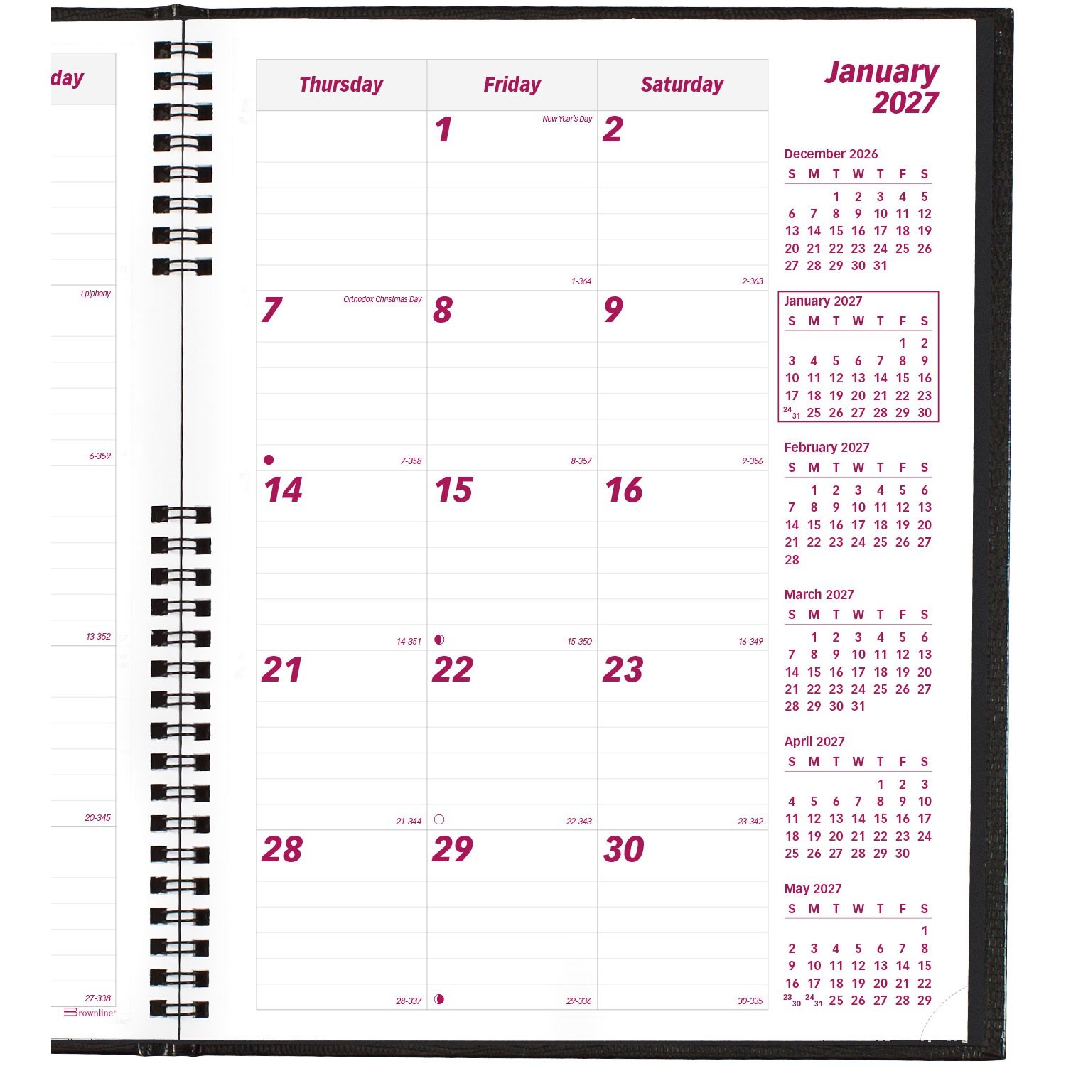 Brownline 2027 CB1262C.BLK Monthly Planner, CoilPRO, Hard Cover, 8-1/2 x 11″