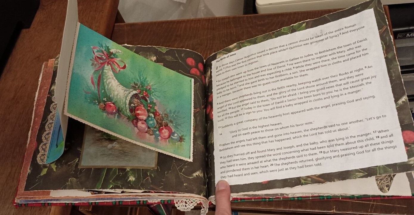 Handmade Christmas Junk Journal True Vintage Ephemera10″ x 8.5″ Photo Art