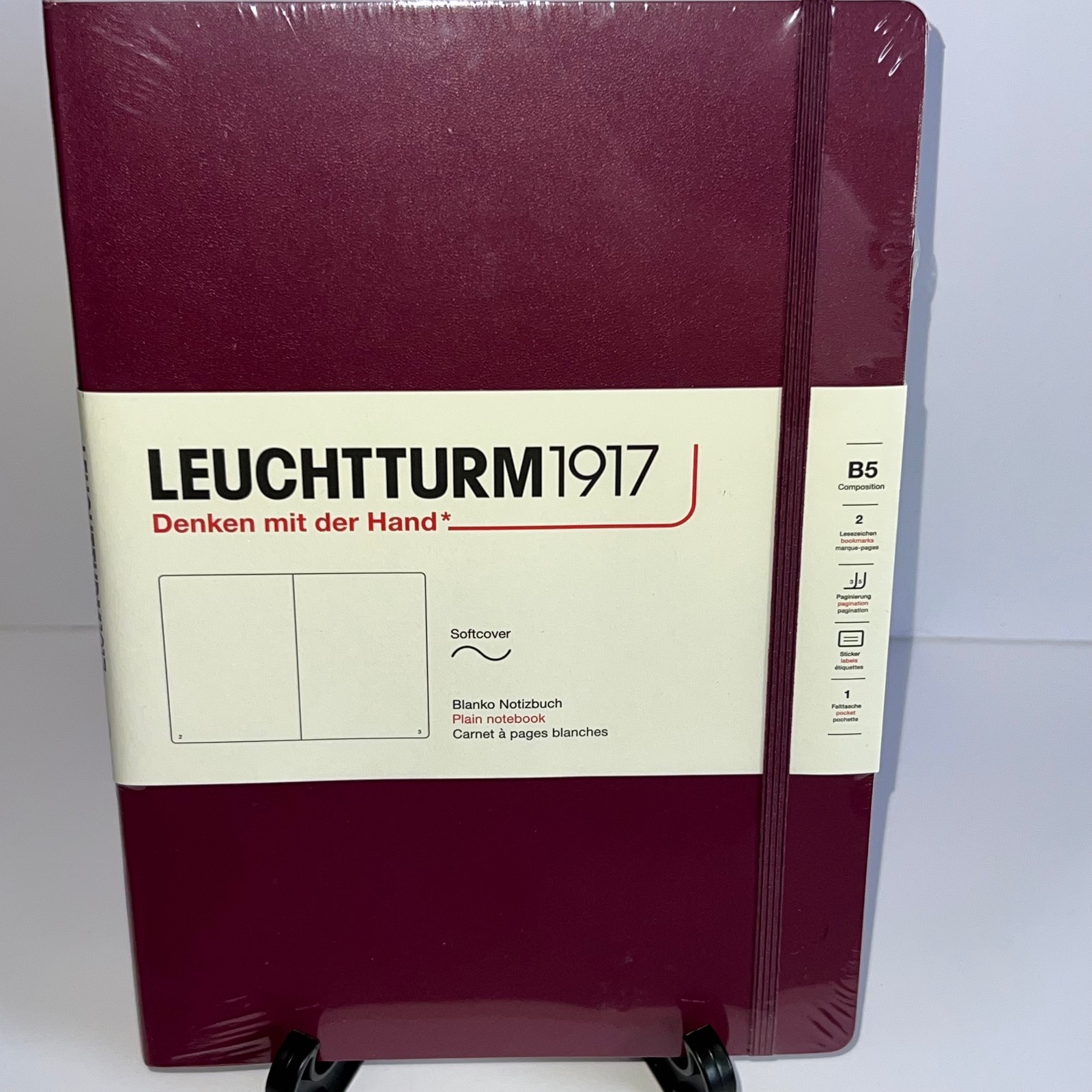 LEUCHTTURM1917 B5 Plain Notebook Softcover 80g – 123 pages – Port Red – Sealed