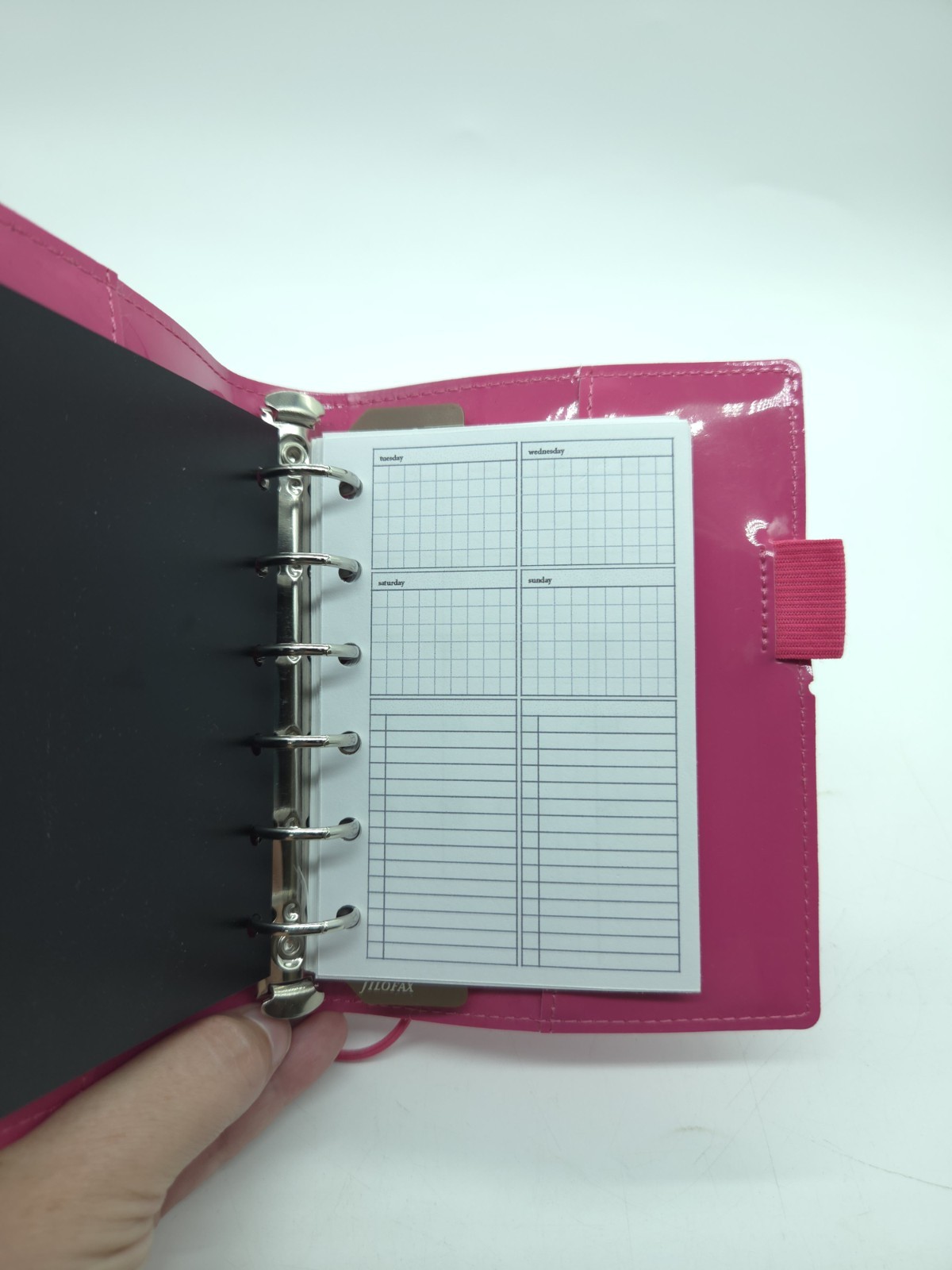 Filofax Domino Patent Pocket Hot Pink Organizer Planner