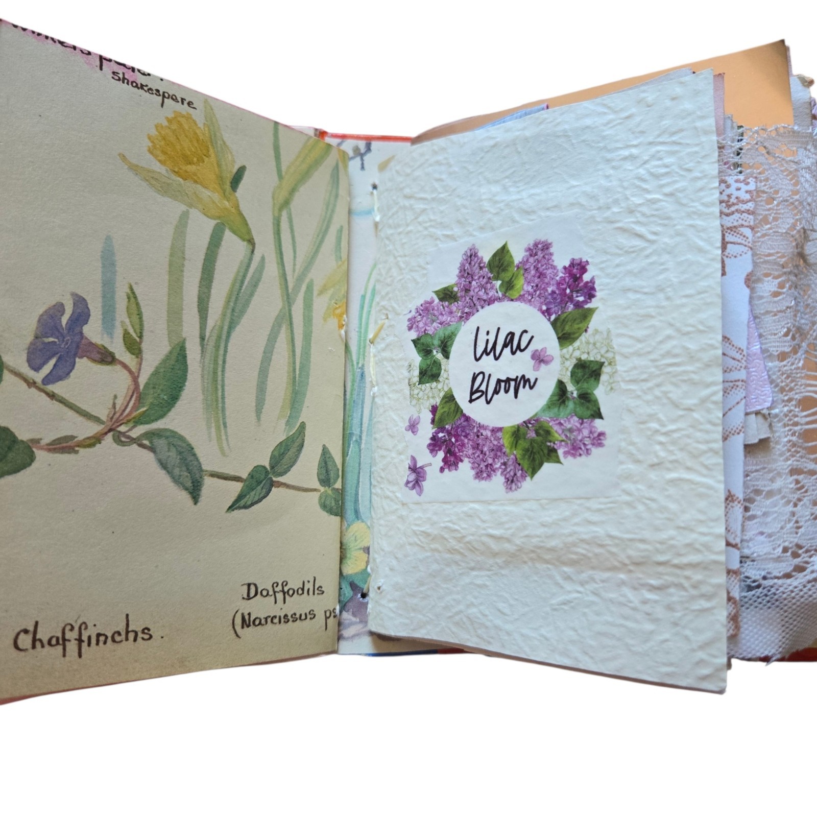 Handmade Chunky Junk Journal Use for Writing Art Photos Floral Embellishments