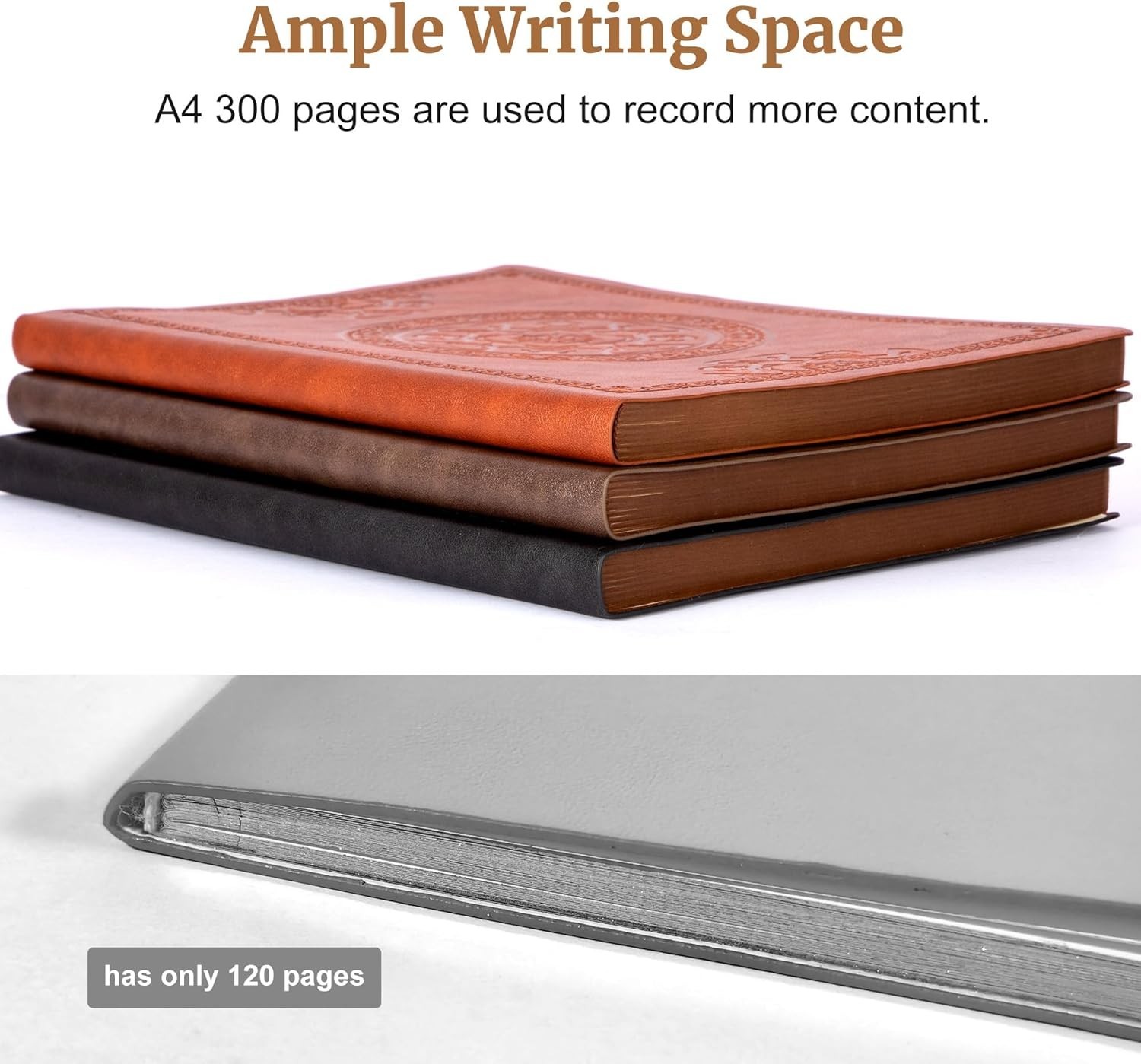 Lined Journal Notebook for Women Men, 300 Pages Soft Cover Notebook Leather J…