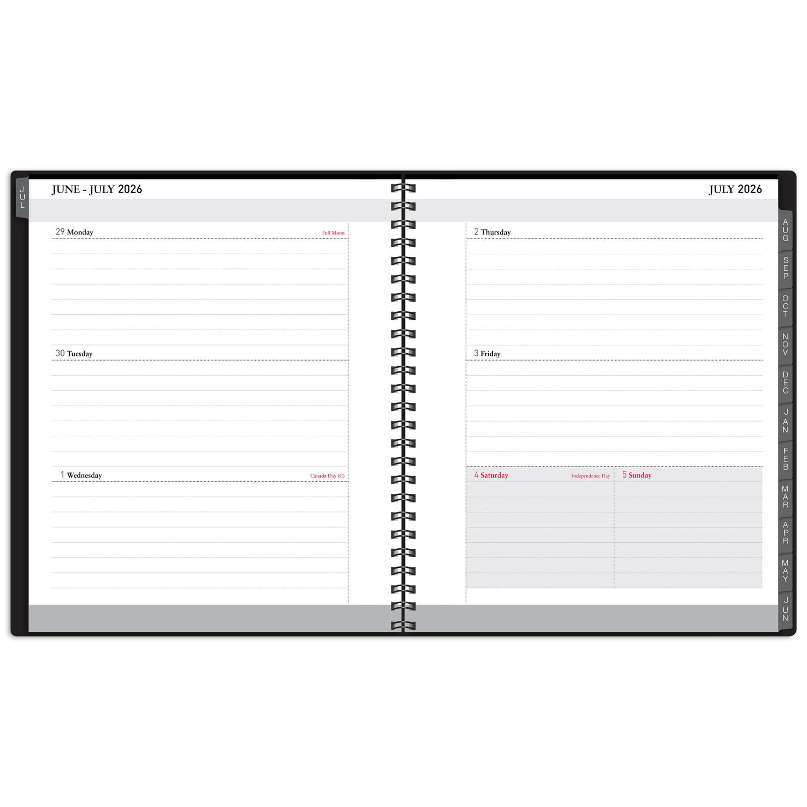 2026-2027 OD 14-Mnth Wkly/Mthly Planner, Hz, 8″ x 11″, Black, July 2026-Aug 2027
