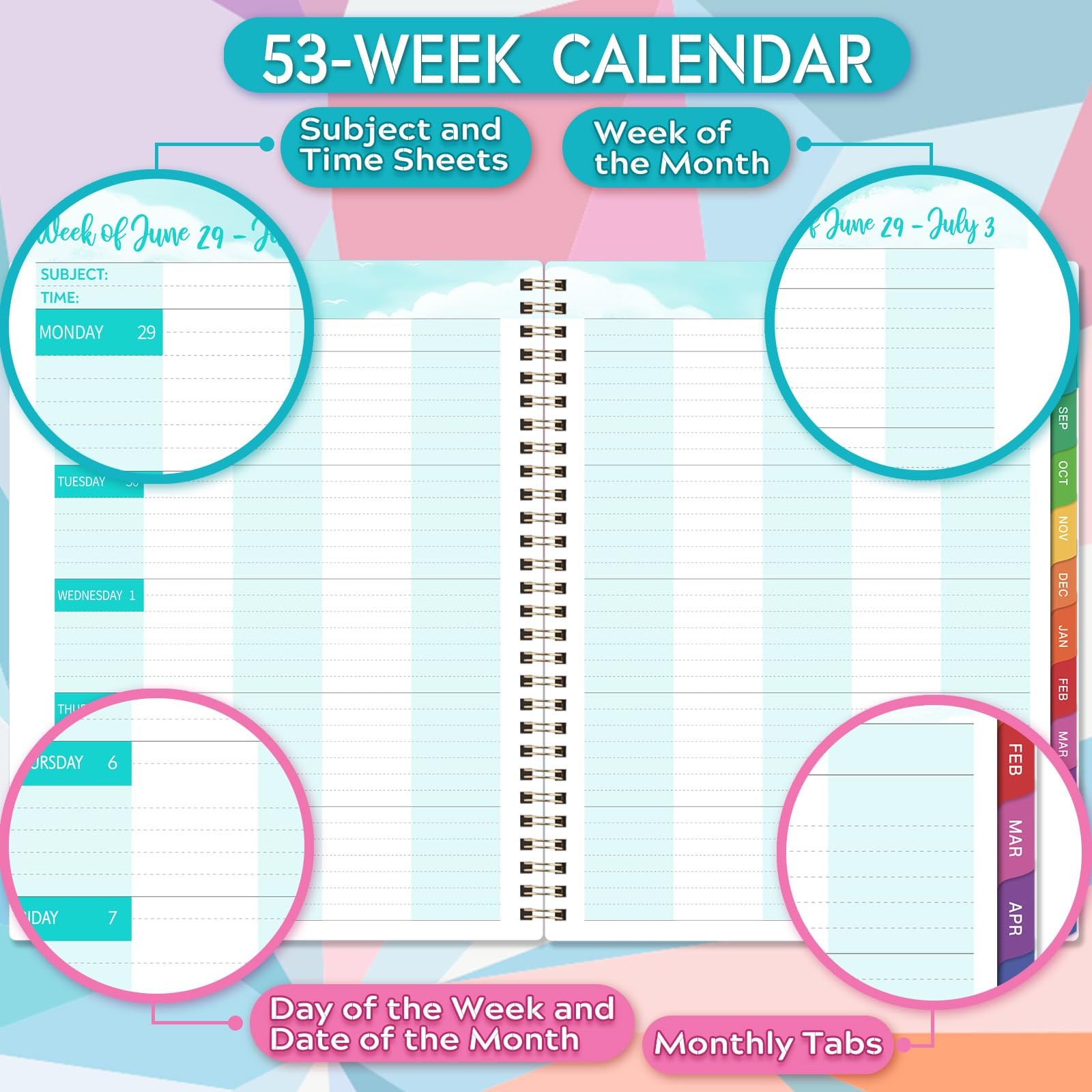 Teacher Planner 2026-2027 – Lesson 9″ x 11″, Blue and Purple