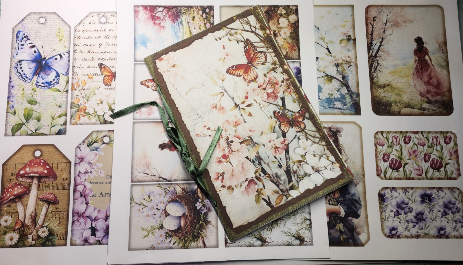 Junk Journal Booklet “OSTARA 2″ Spring Renewal Cards, Lg 6″x9” 40pg Ephemera+