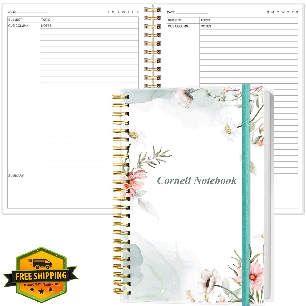 Yaridar A5 Cornell Notebook Pink Flower