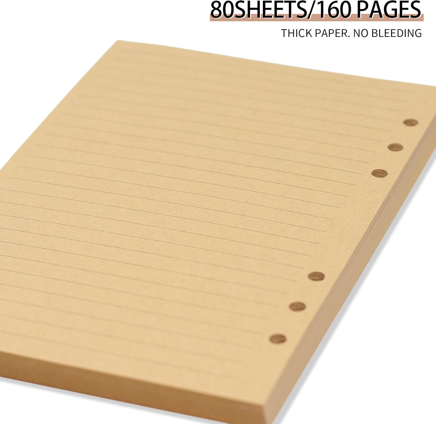 Vintage Kraft Paper – A5 Lined Flipchart Refill 80 Sheets (160 Pages) for 6-Rin