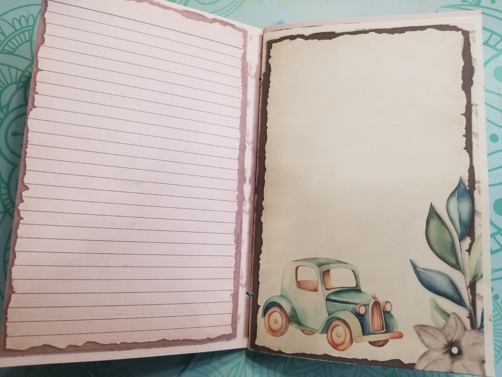 Junk Journal Blank Booklet “BABY BOY” HANDMADE Baby Album, LG 8.5″x5.5″ 40pgs