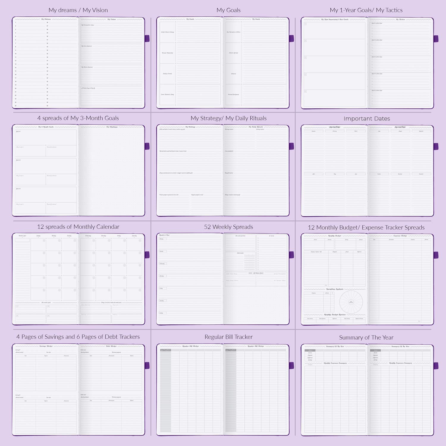 Planner – Undated Horizontal Layout Weekly Planner and Organizer + Budgeting …