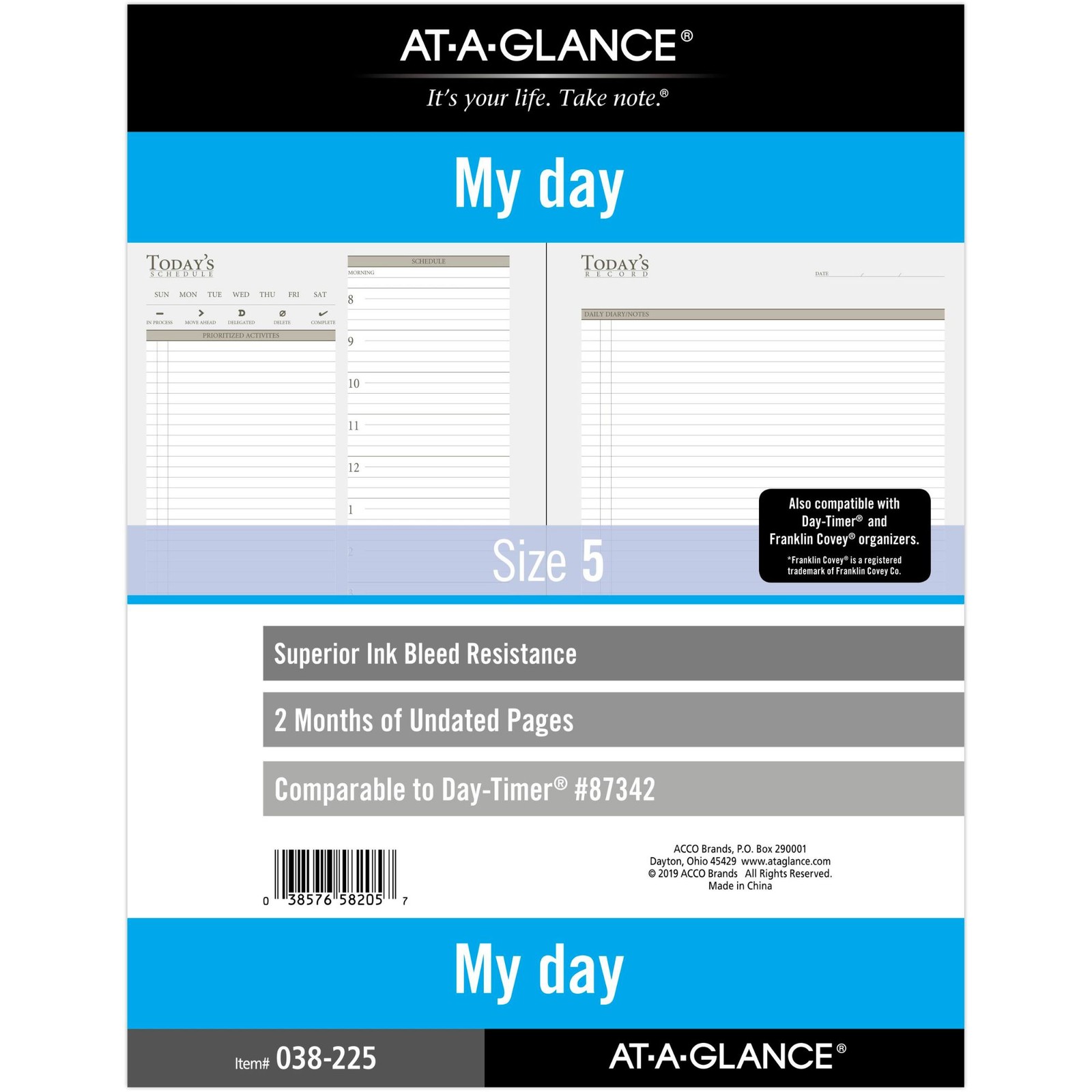 At-A-Glance My Day Planner Refills [Undated]: 8-1/2 in. x 11 in. (White)