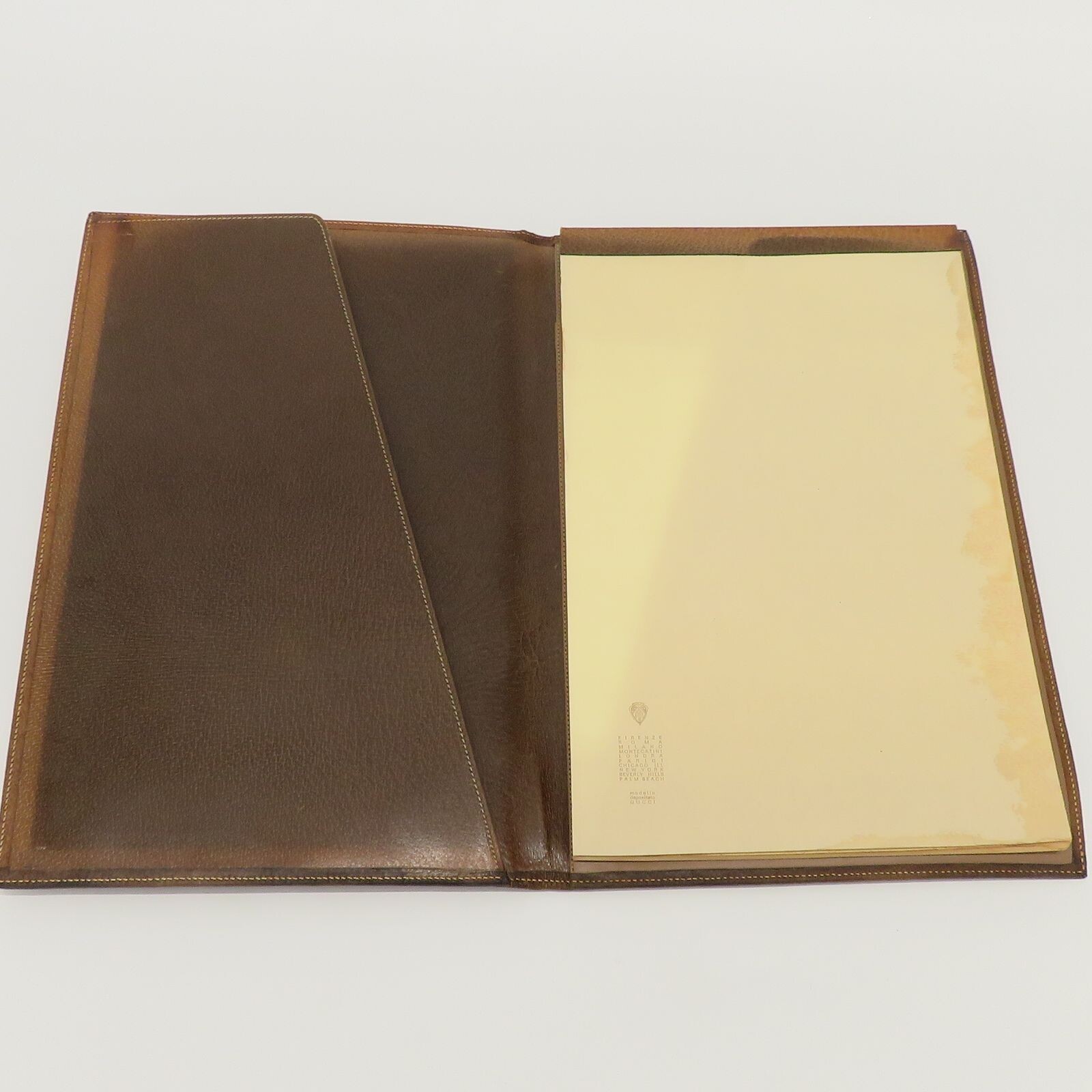 Gucci Vintage GG Canvas Leather Memo Pad Document Case File Brown 23.5x37cm