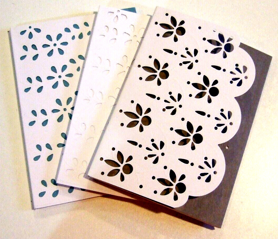Lot of 3 Floral Heavy Cardstock Covered Lined Tri-Fold Journals – NEW (#8)