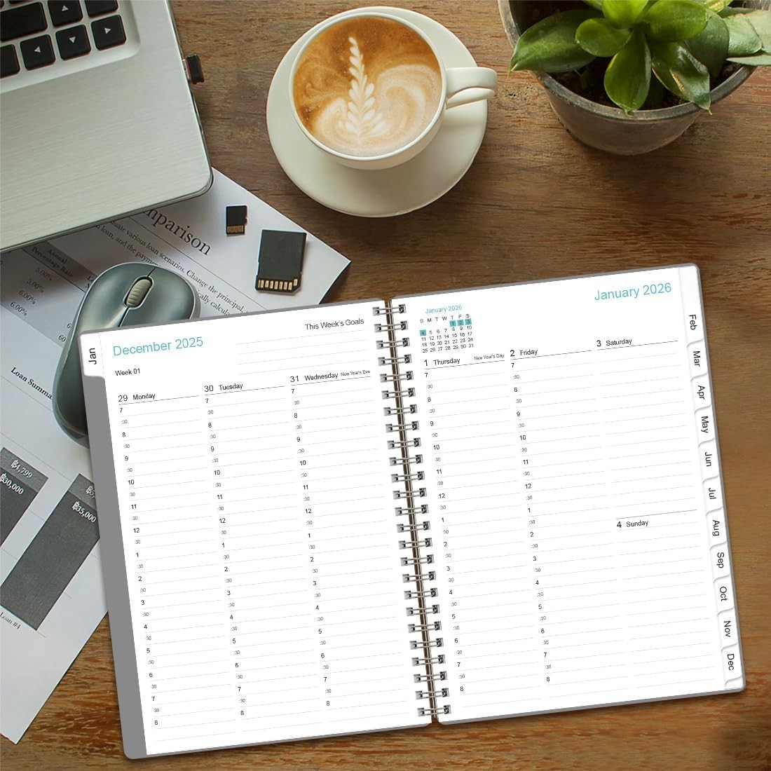 2026 Planner with Hourly Scheduling & Inner Pocket for Effortless Organization