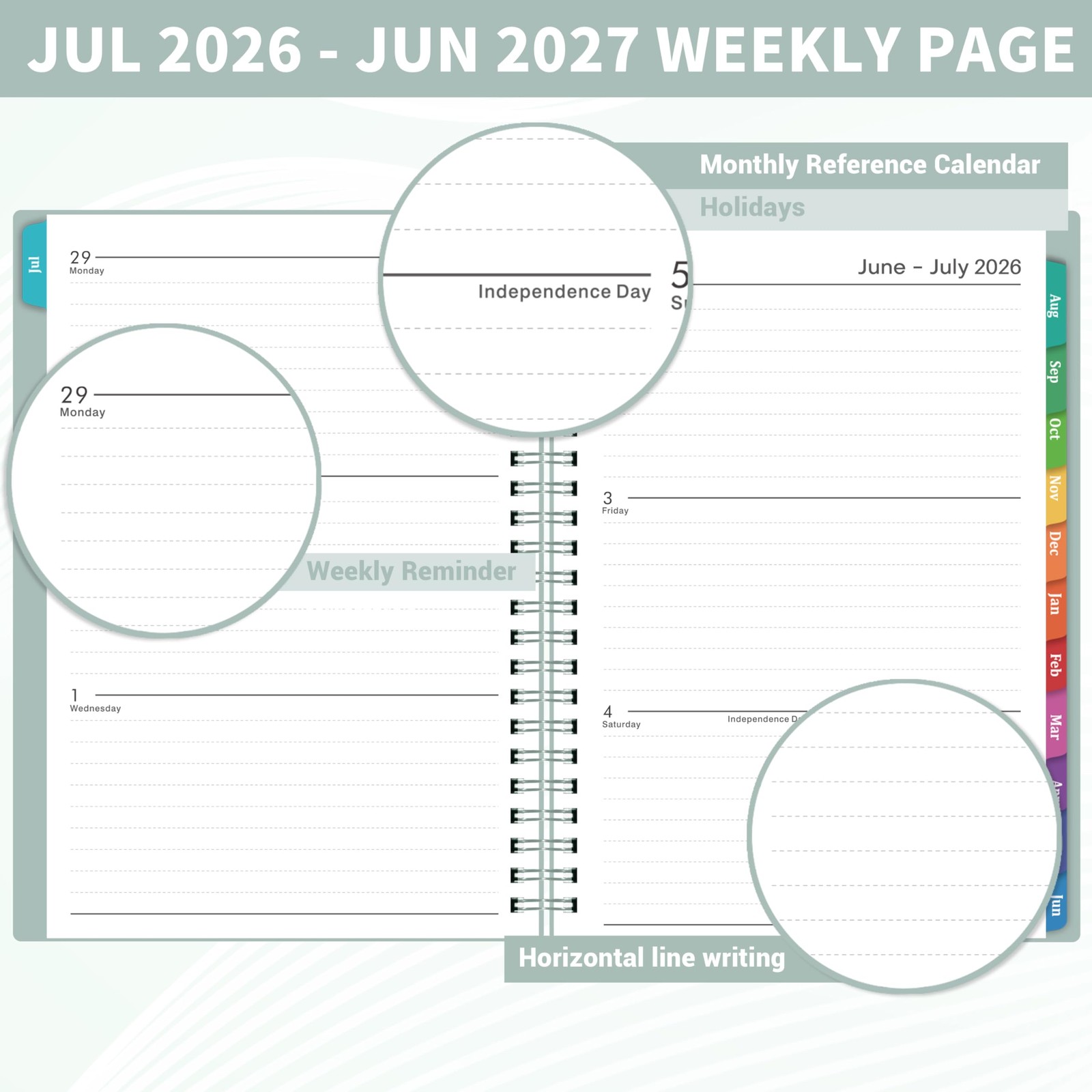 Planner 2026-2027 – Weekly and Monthly 8.5″ x 6.4″, Green