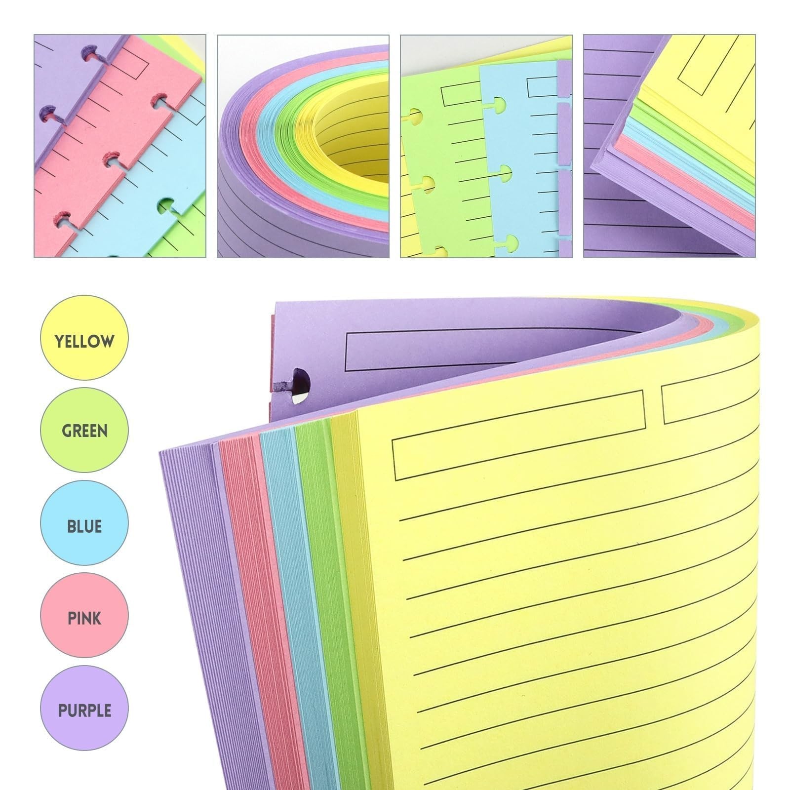 Discbound Refill Paper 120 Sheets, Letter Size, pink blue yellow green purple