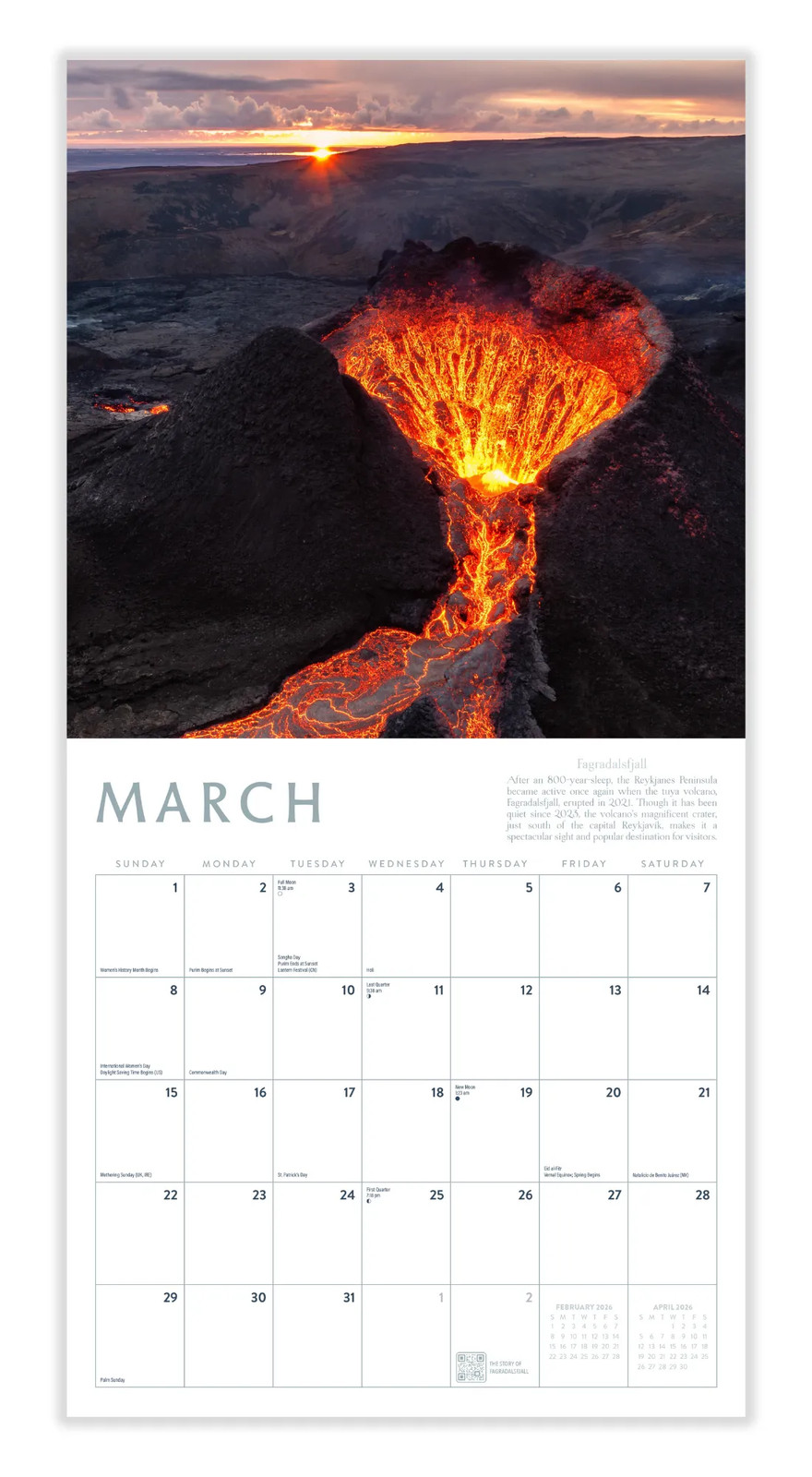 Iceland Calendar 2026 | 12″ x 24″ 12 Month Calendar | Marble City Press