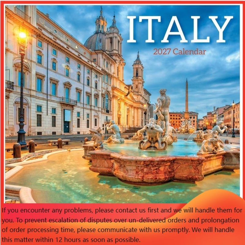 2027 Italy Wall Calendar 12×12 Inches FSC Certified Paper