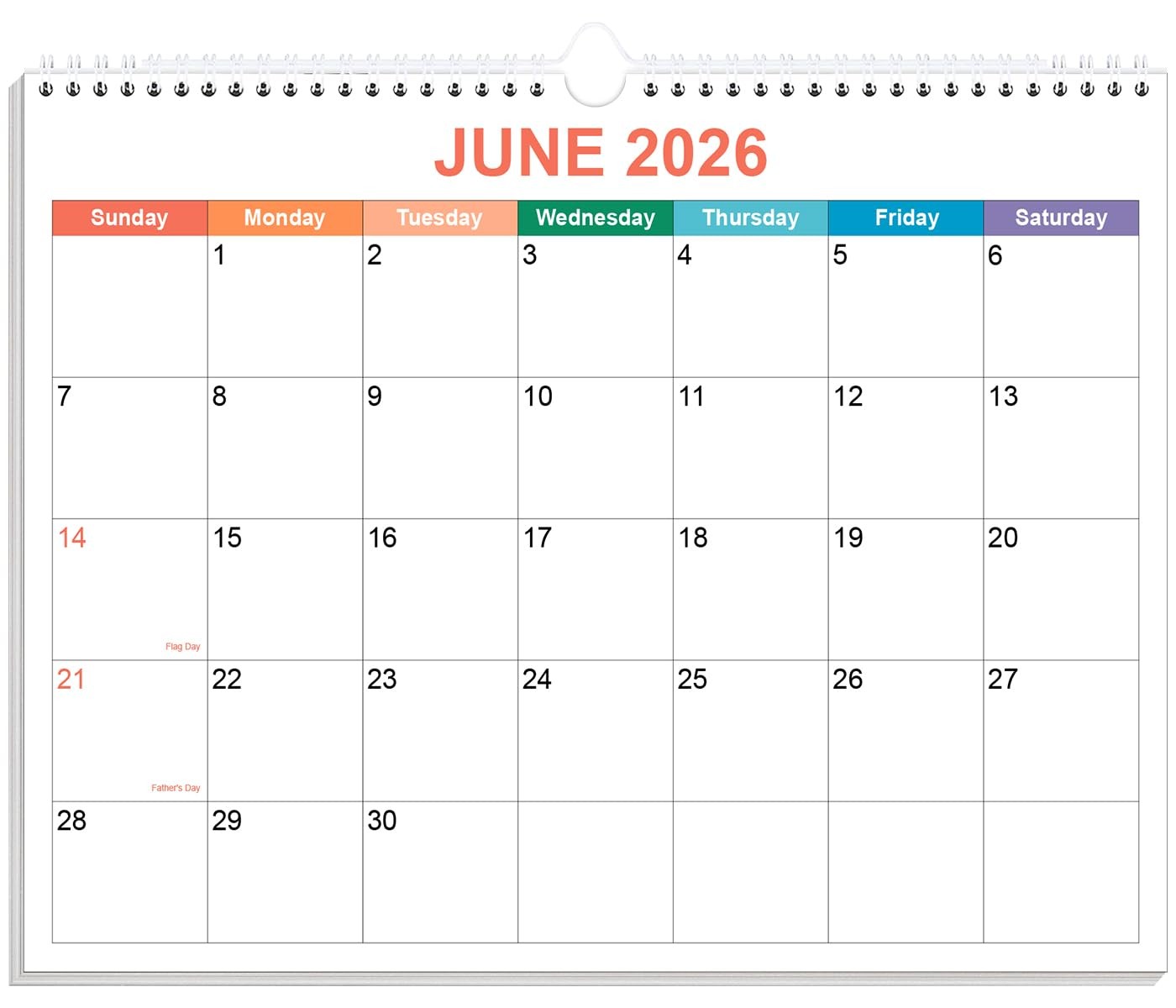 Calendar 2026-2027, Wall 2026-2027 from June 8.5″ x 11″, Colorful