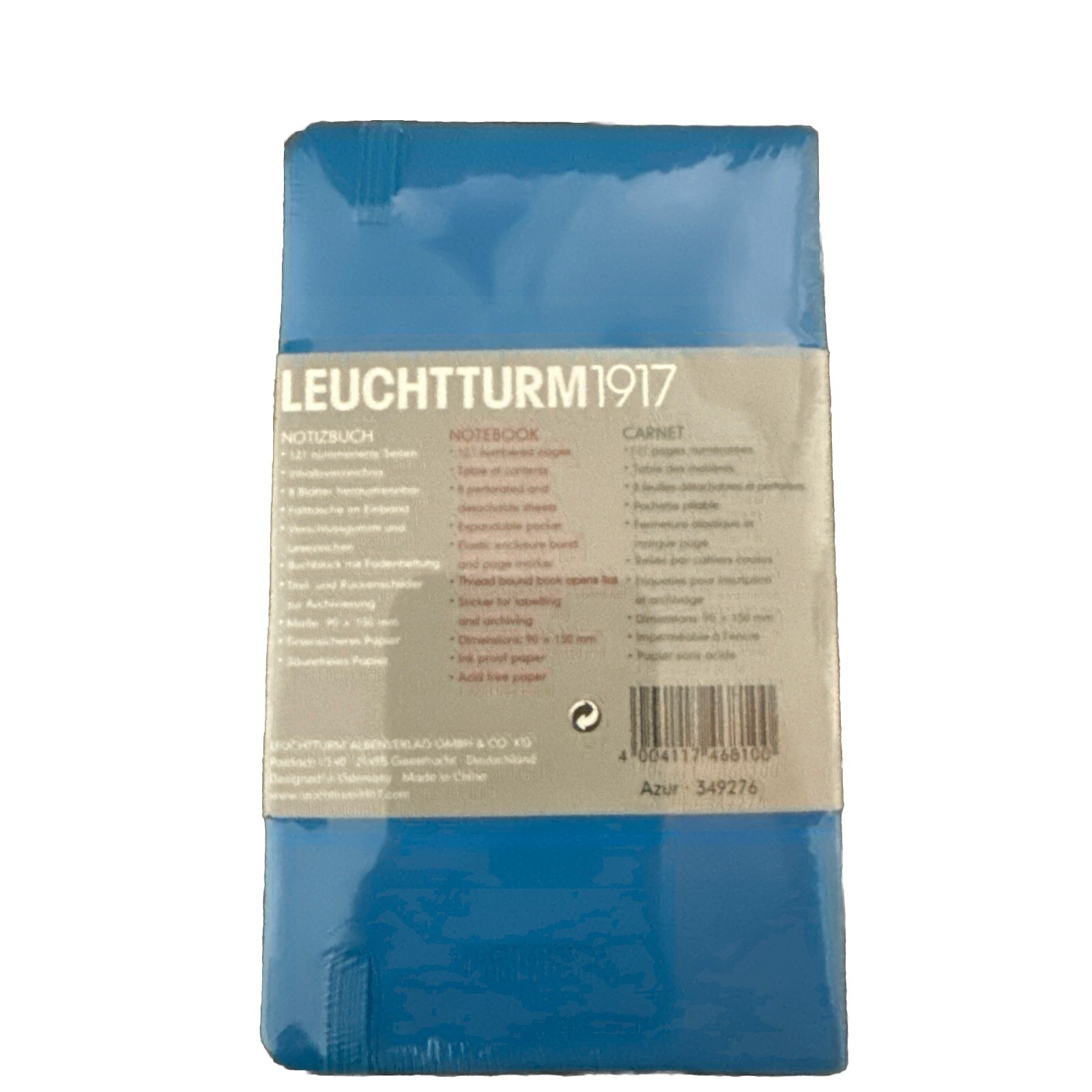 Leuchtturm 1917 Dotted Notebook Azur 349276. 121 Numbered Pages. 90mm X 150mm