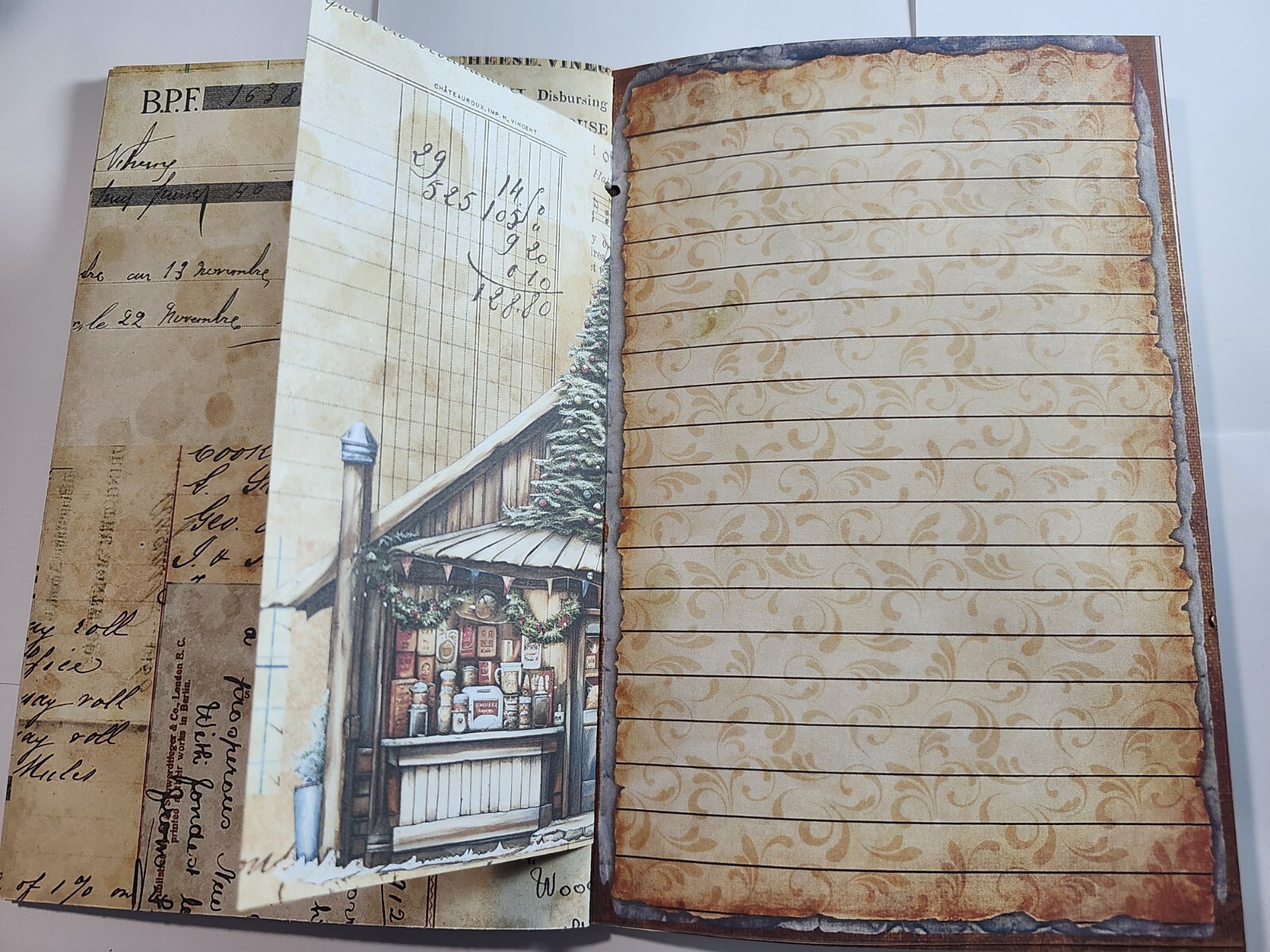 Junk Journal Booklet “COFFEE TIME” HANDMADE Cards, Pockets, Ephemera + more!