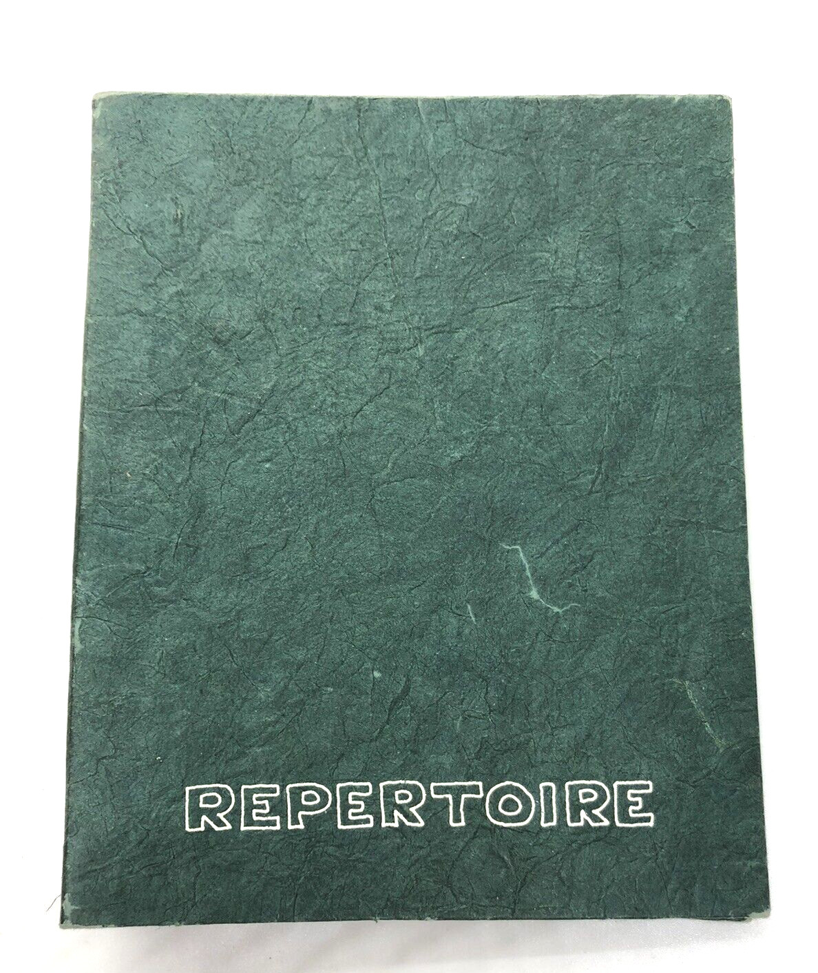 GREEN PAPERED REPERTOIRE ADDRESS BOOK 5X6 PAPIER MACHE CORRESPONDENCE HAND MADE