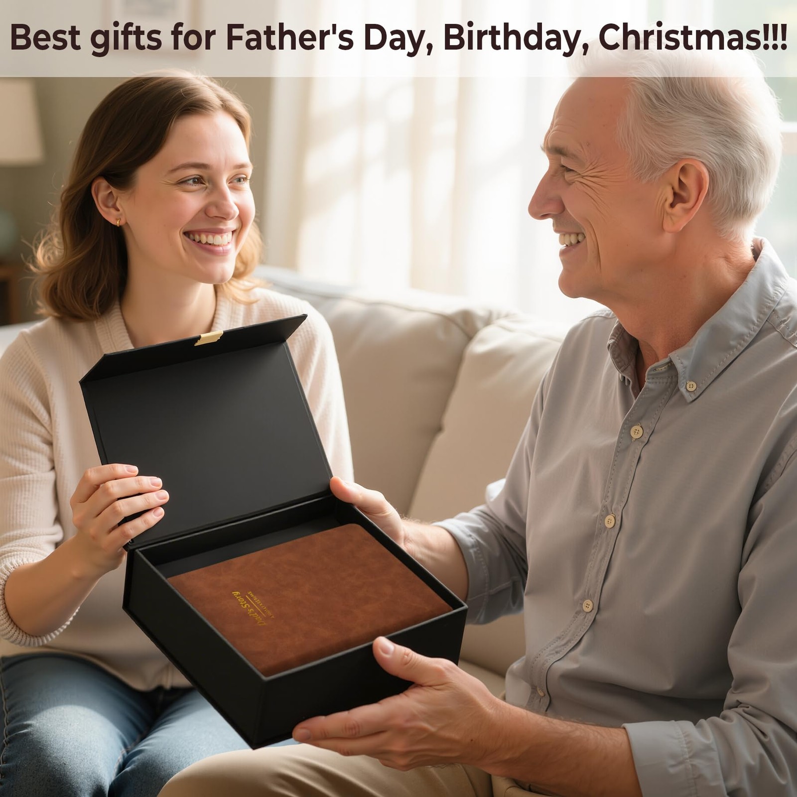 Dad’s Story Leather Journal (Hardcover): Dad, I Want to Know Brown Coffee