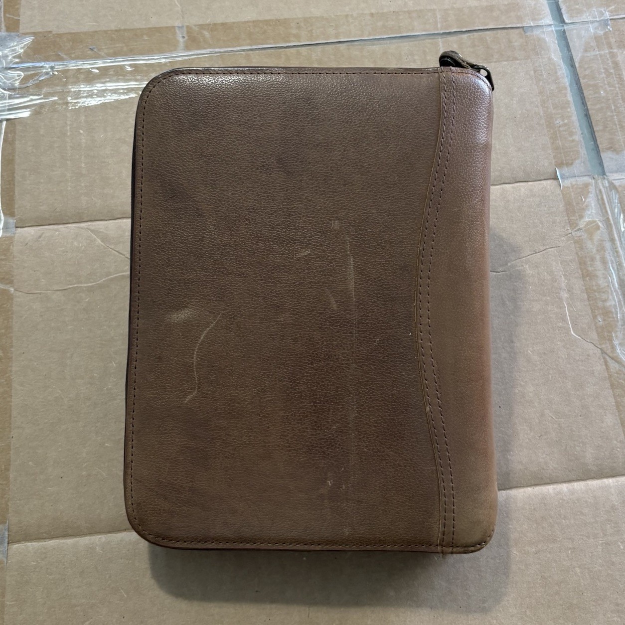 Vintage Franklin Covey 7 Ring Full Grain Italian Leather Classic Brown Planner
