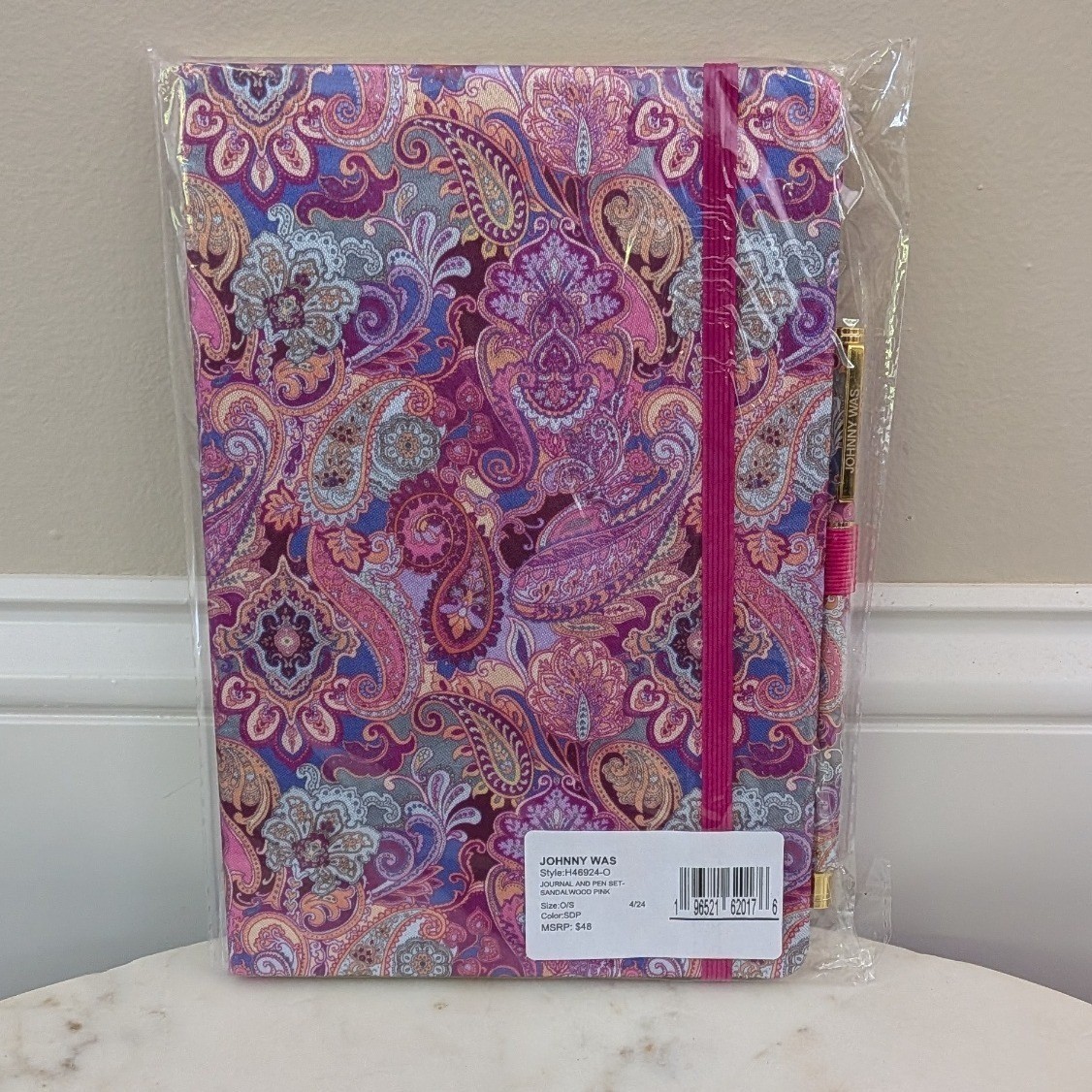New Johnny Was Journal and Pen Set Sandalwood Pink Paisley Boho H46924-O $48